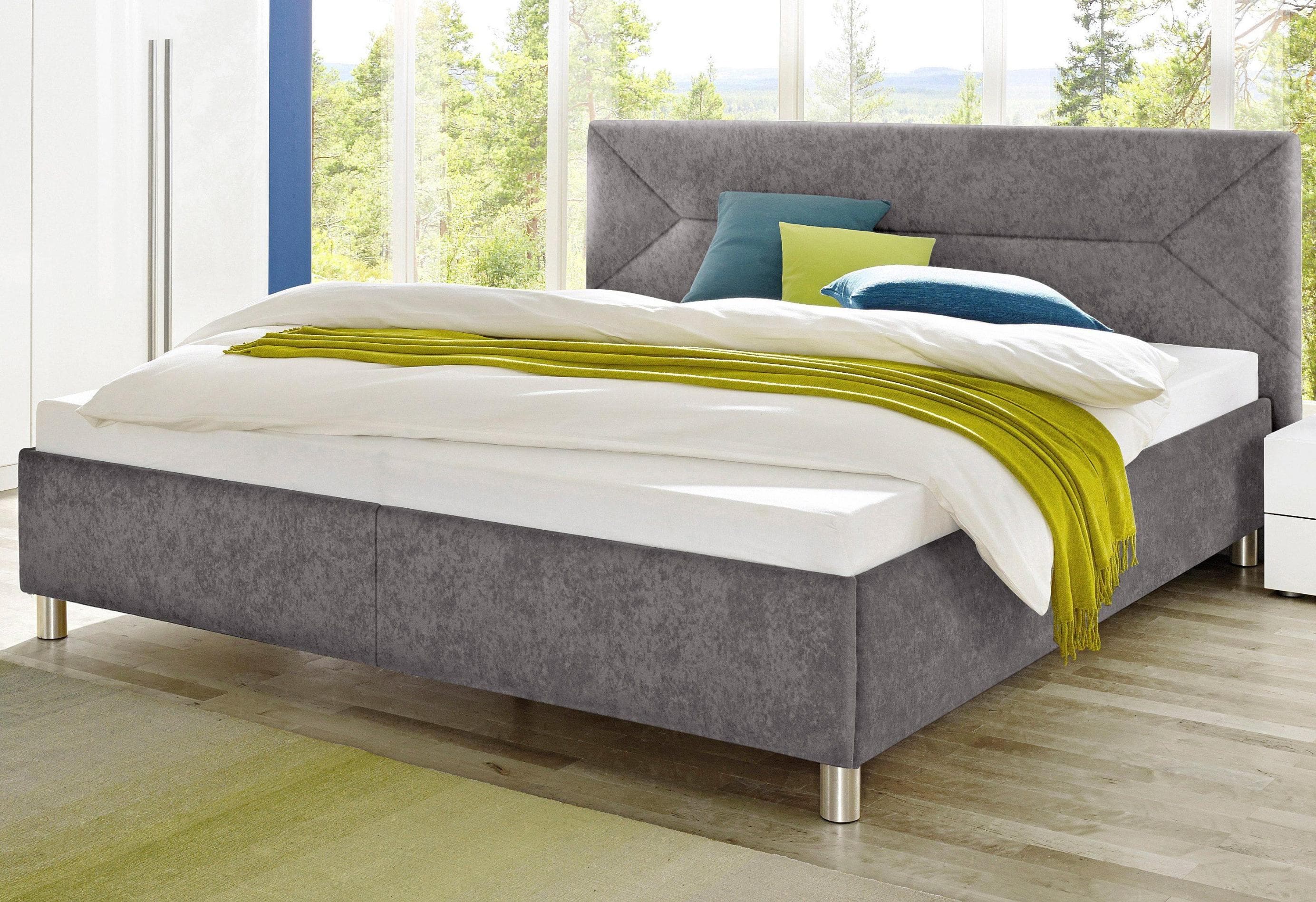 Maintal Polsterbett Grau mit weichem Bezug