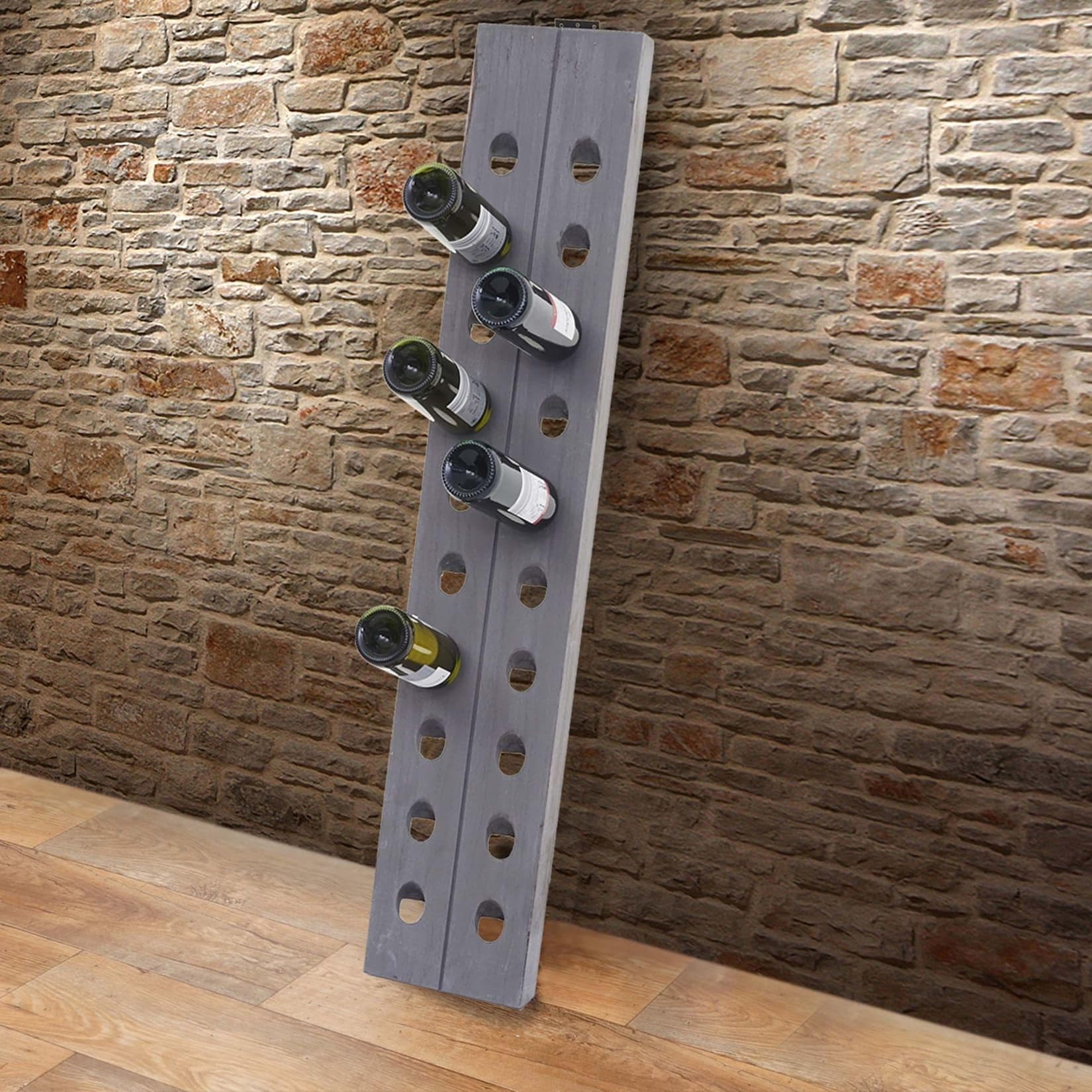 MCW Deko-Weinregal Rüttelbrett Flaschenregal für 20 Flaschen Shabby-Look Vintage Grau