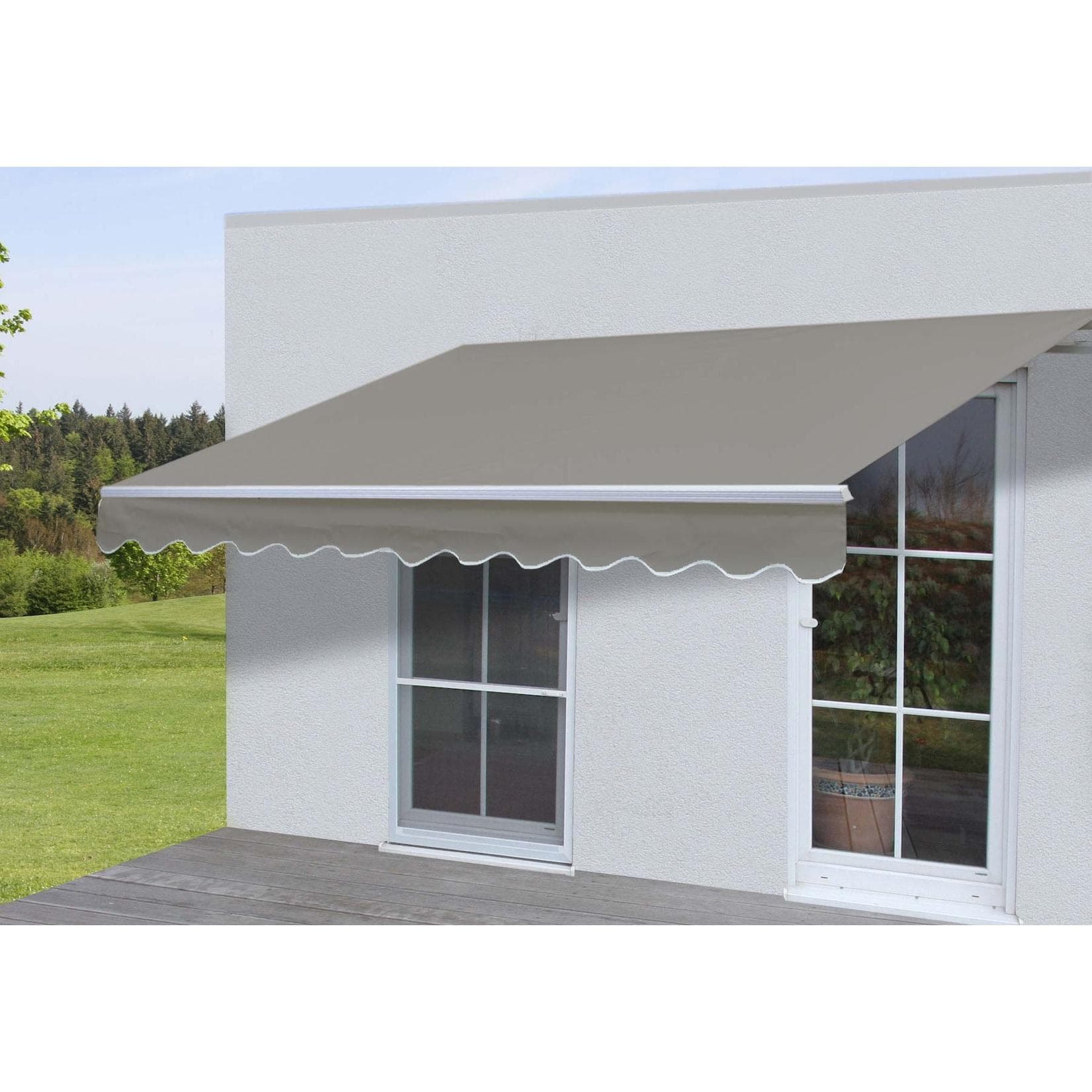 MCW Alu-Markise H791 Gelenkarmmarkise Sonnenschutz 4,5x3m Polyester Grau-Braun