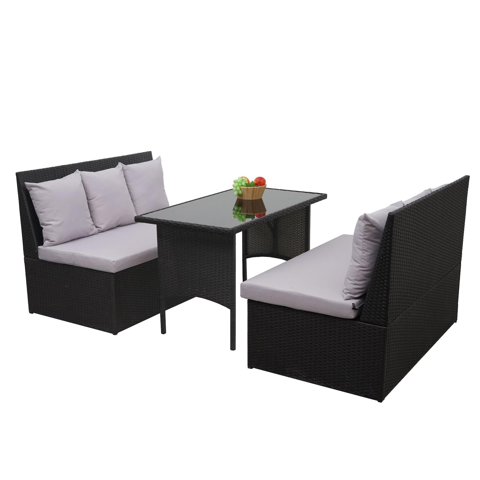 MCW Poly-Rattan Garnitur MCW-G16 Gartenlounge Set Schwarz Grau