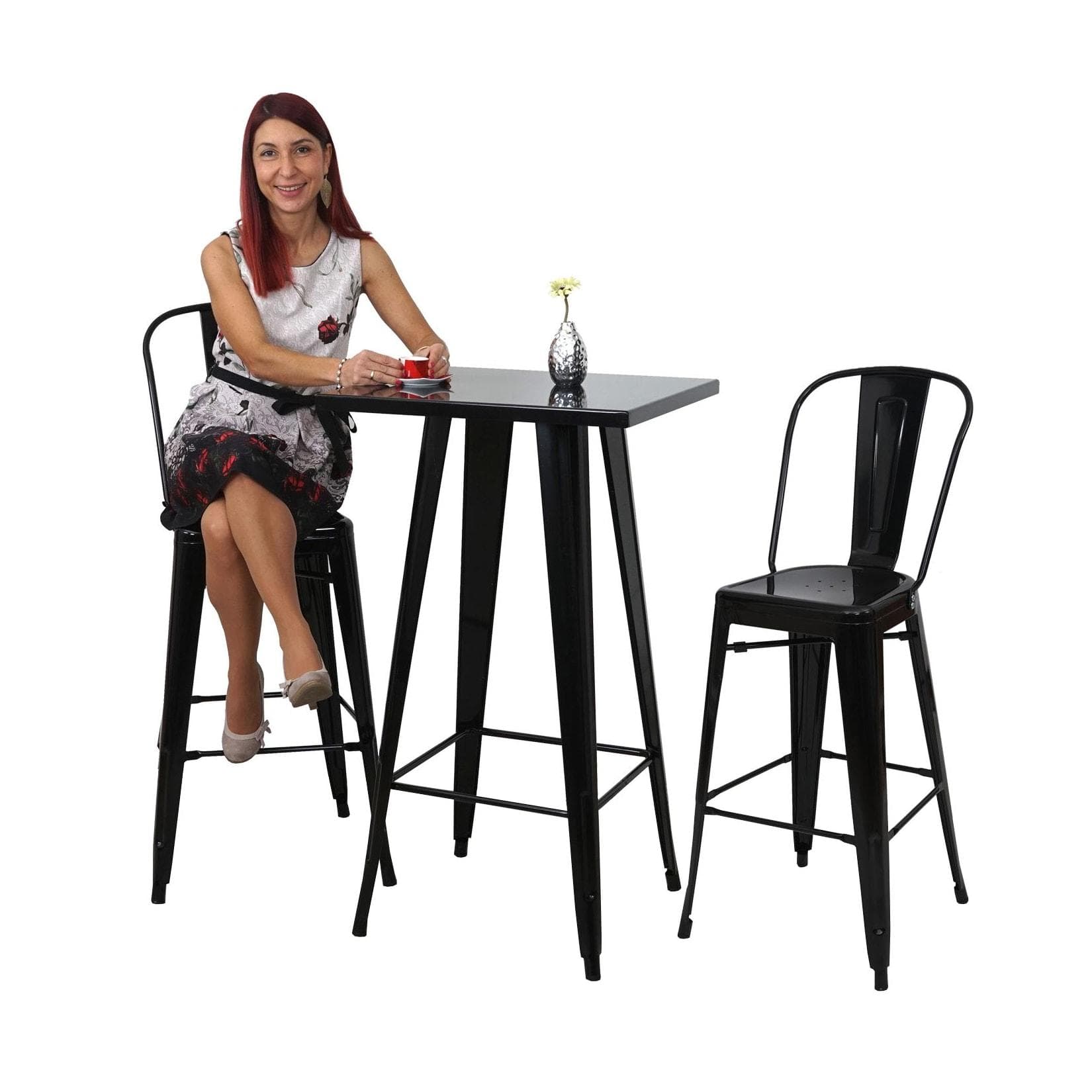 Stabiler Stehtisch - Set mit 3 Tischen & Querstrebe