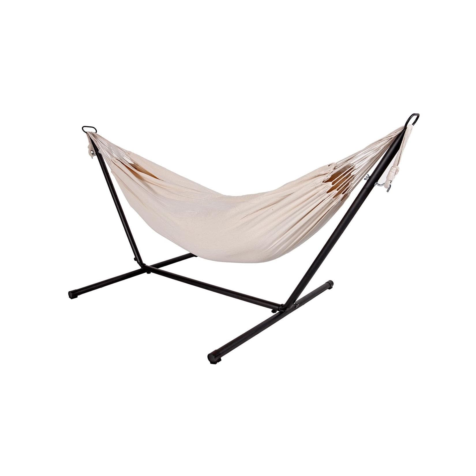 LEX Doppel Hängematte Weiß Beige Stahlgestell