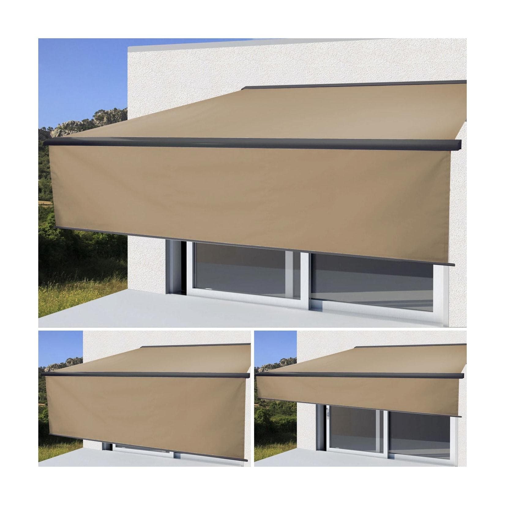 Elektrische Vollkassetten-Markise H124 5x3m Polyester Creme Anthrazit MCW