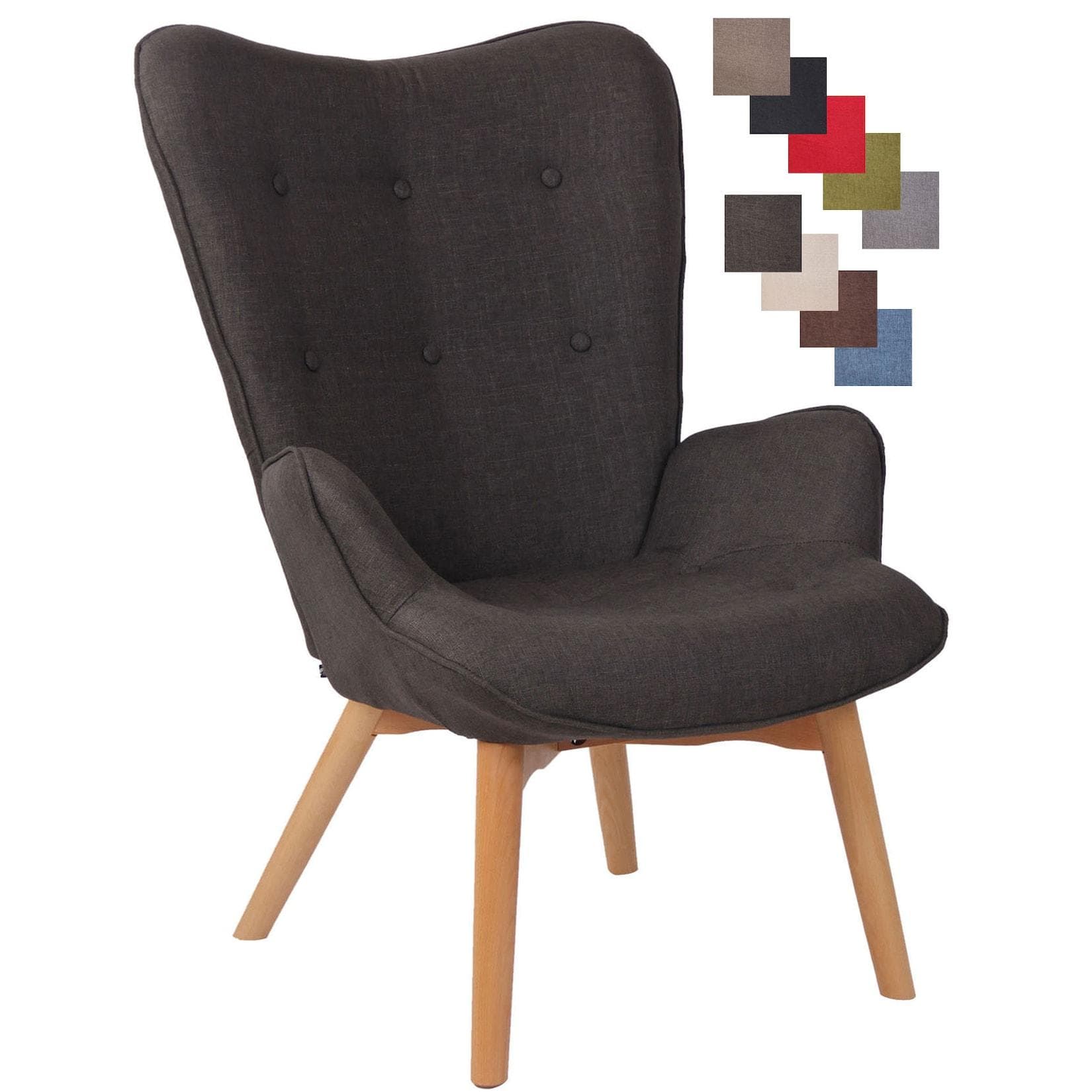 CLP Loungesessel Durham - Chesterfield Design mit Buchenholzgestell