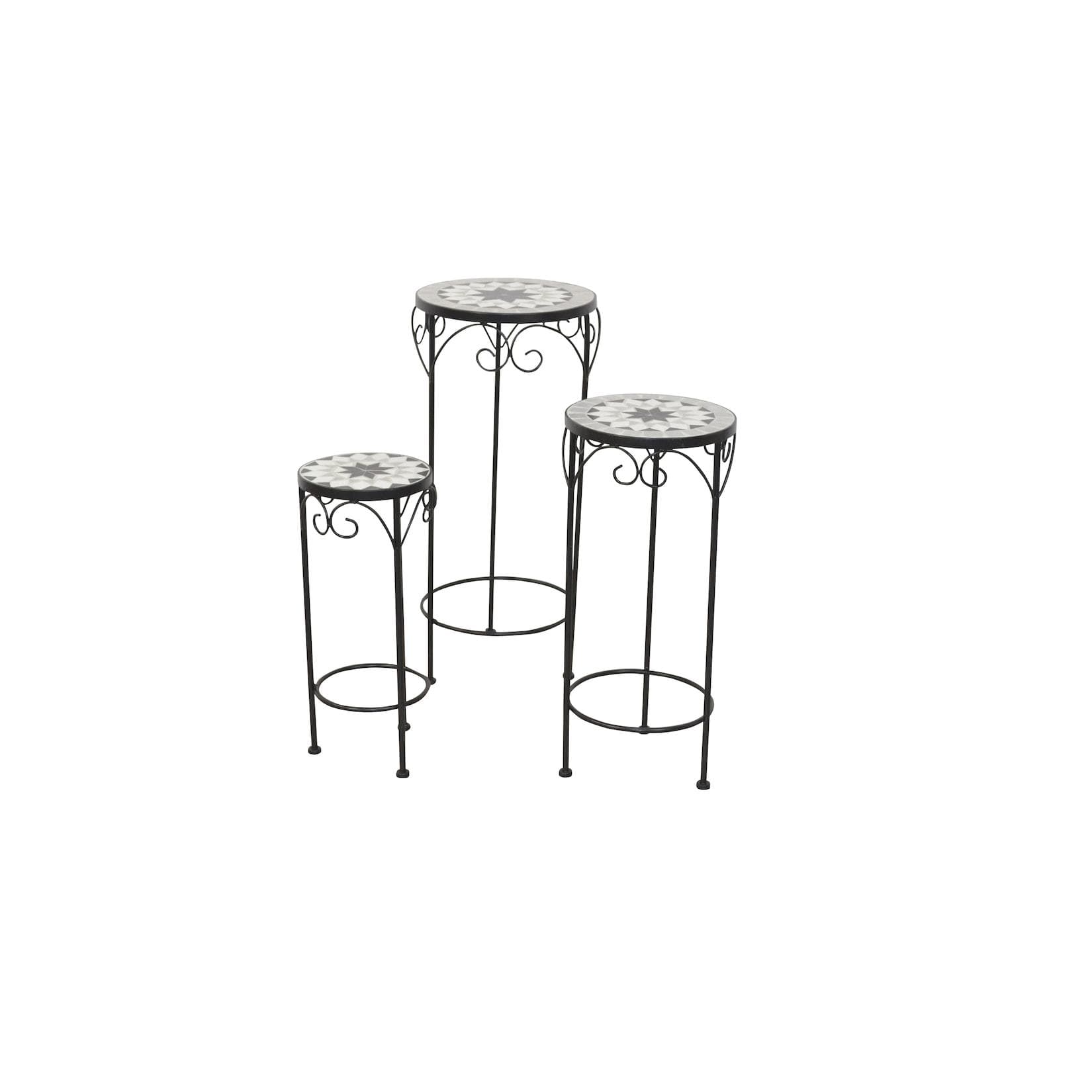 Elegantes Blumenständer-Set aus Eisen, Schwarz