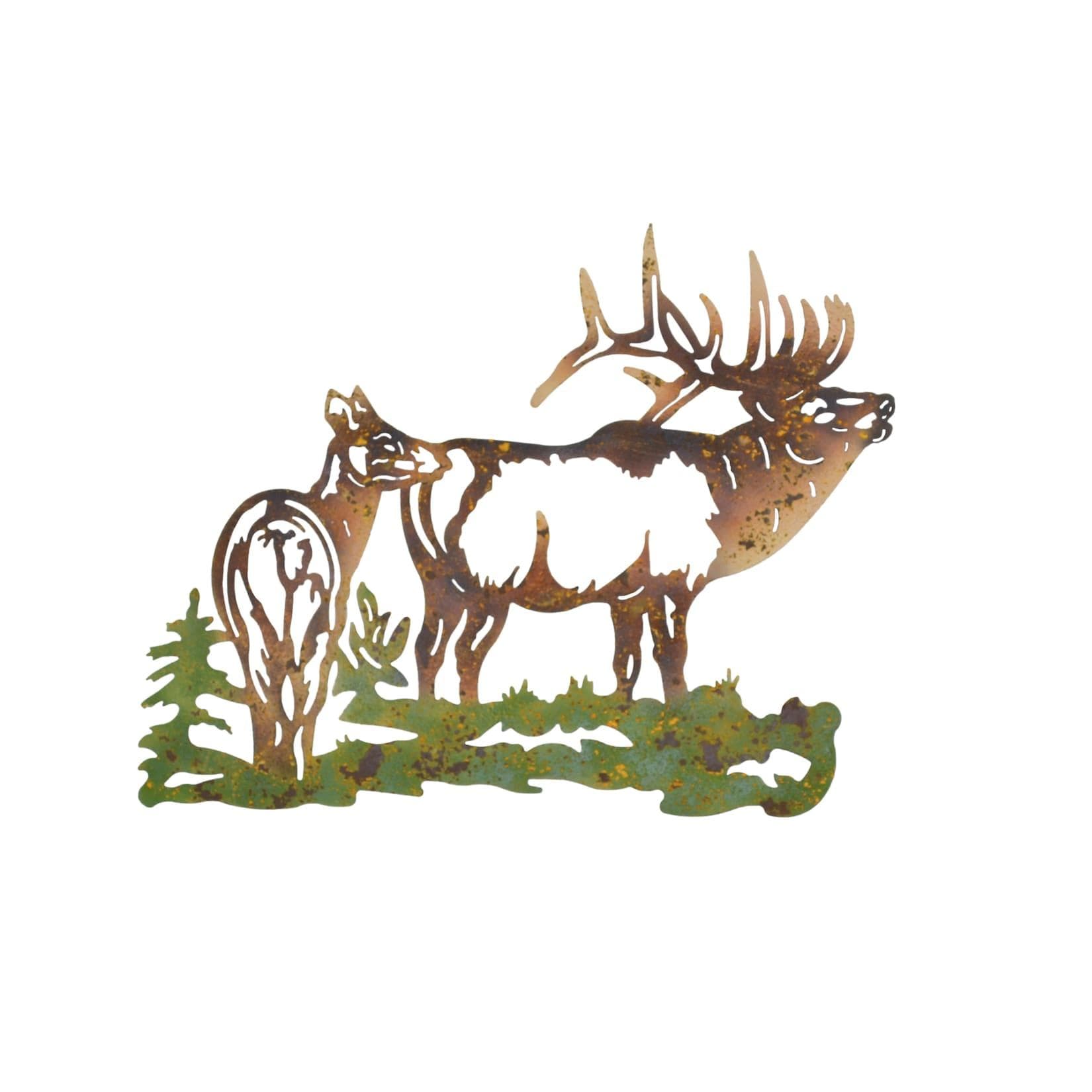 Wanddekoration Hirschkuh und Hirsch - Metall - Rustik