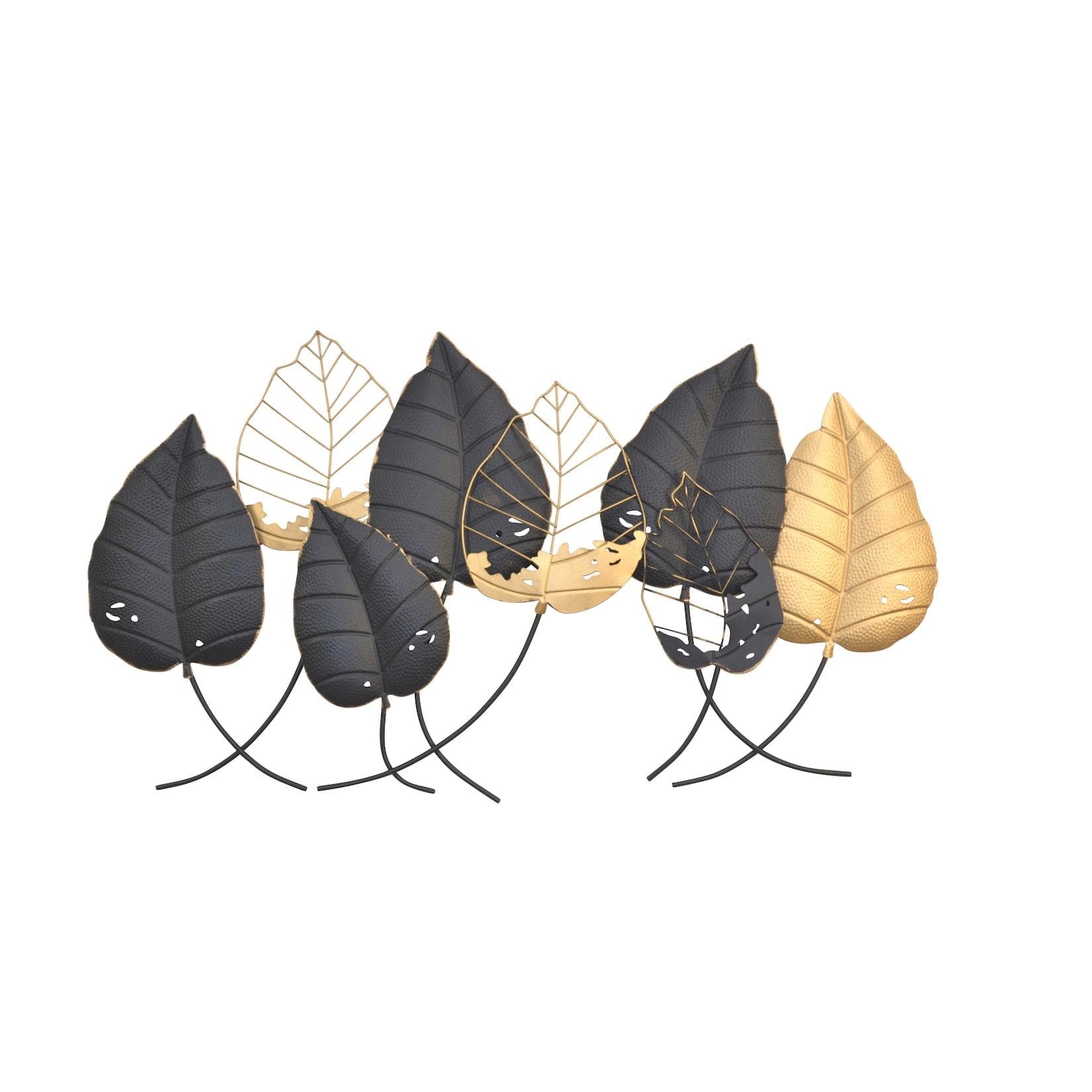 möbel direkt online Wanddekoration Blätter Metall Schwarz/Gold