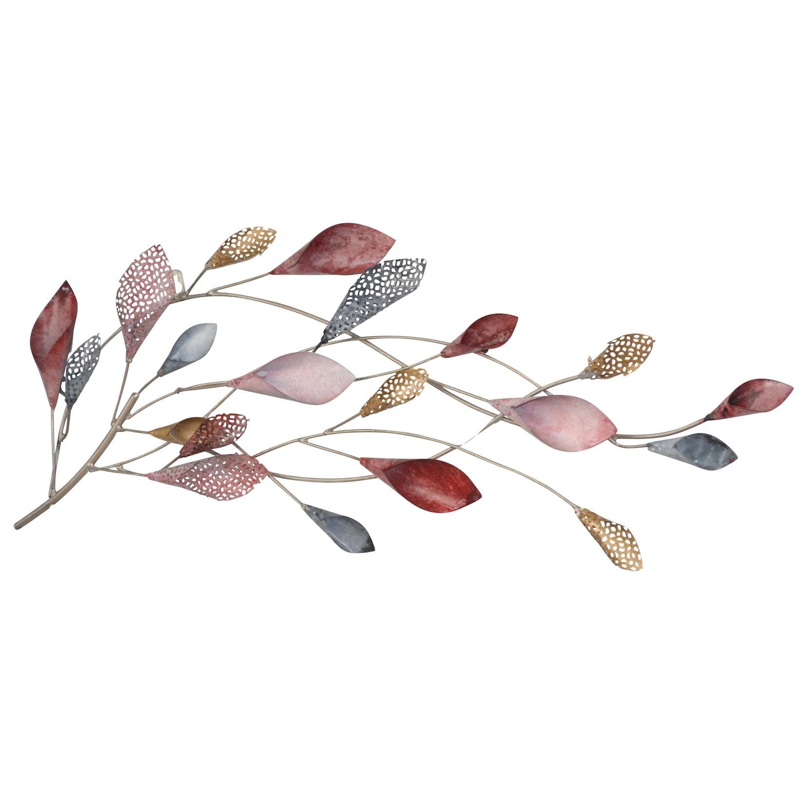 möbel direkt online Wanddekoration Chris Zweig mit Blättern Rot, Grau, Gold
