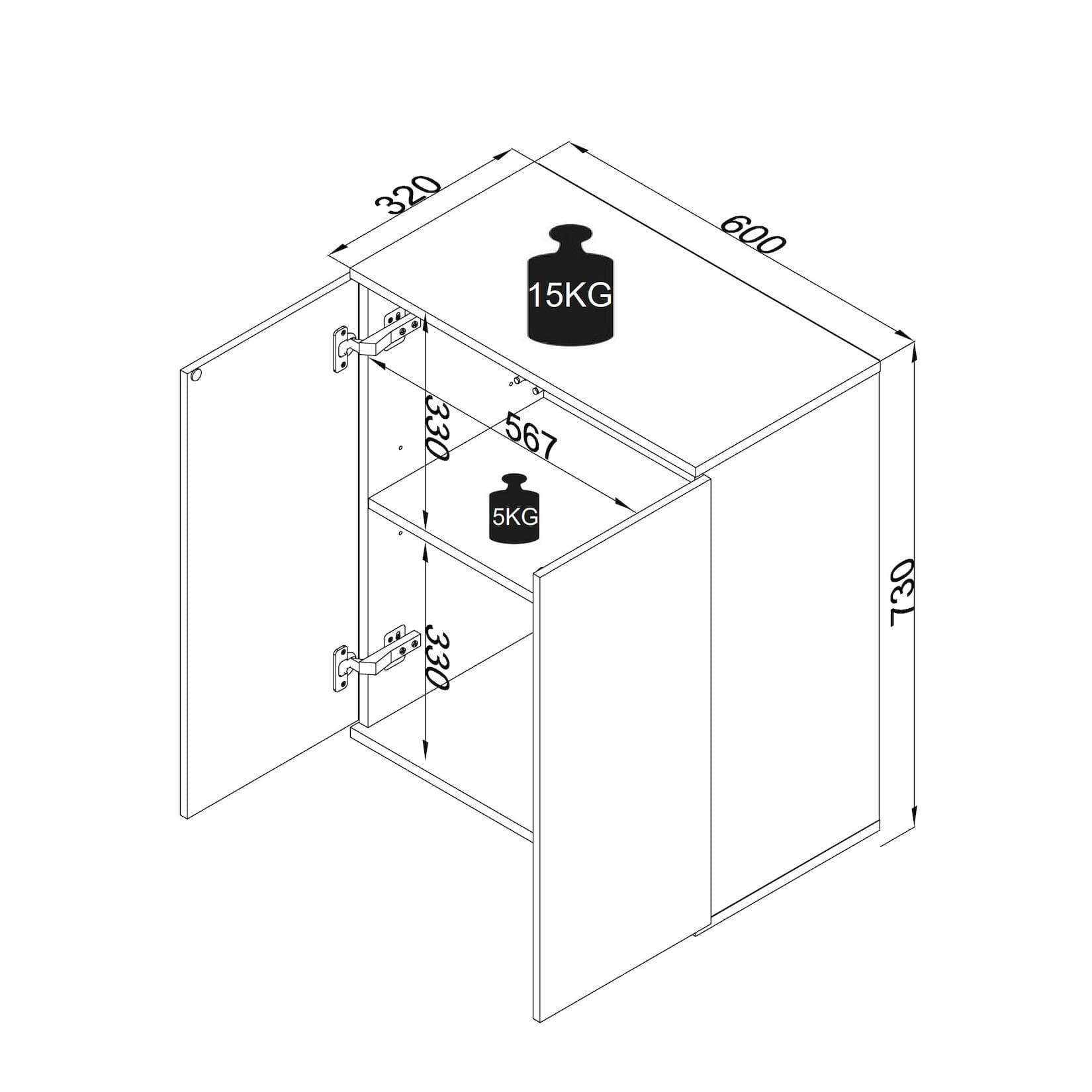 Holz-Kommode mit 2 Drehtüren -  Sideboard & Anrichte