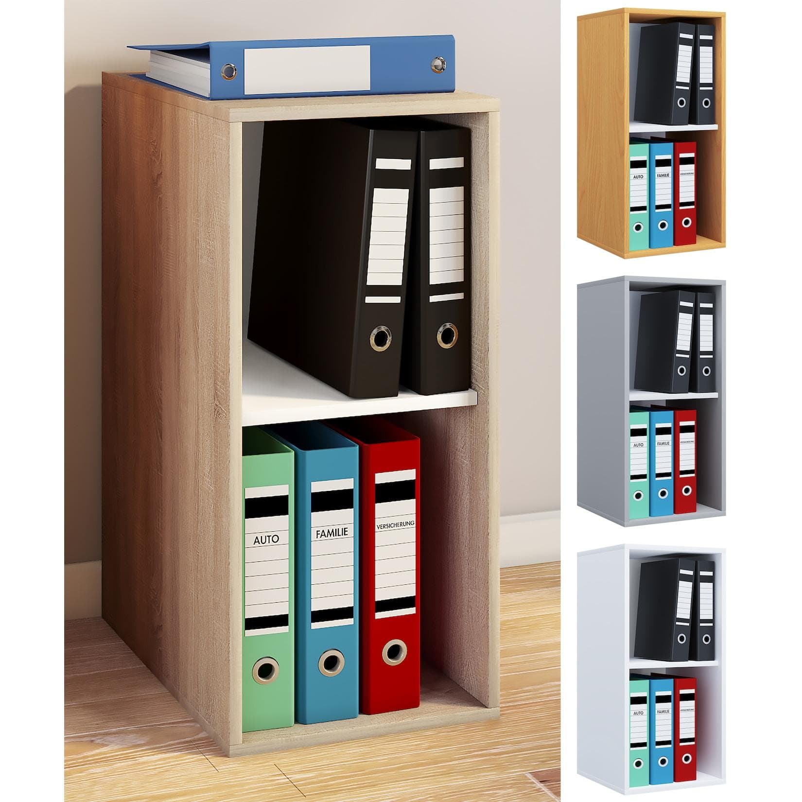 VCM Büroregal Lona Weiß Holzstruktur mit variablem Fachboden