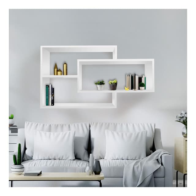 Modernes Hängeregal in Rot - Großes Karo-Design