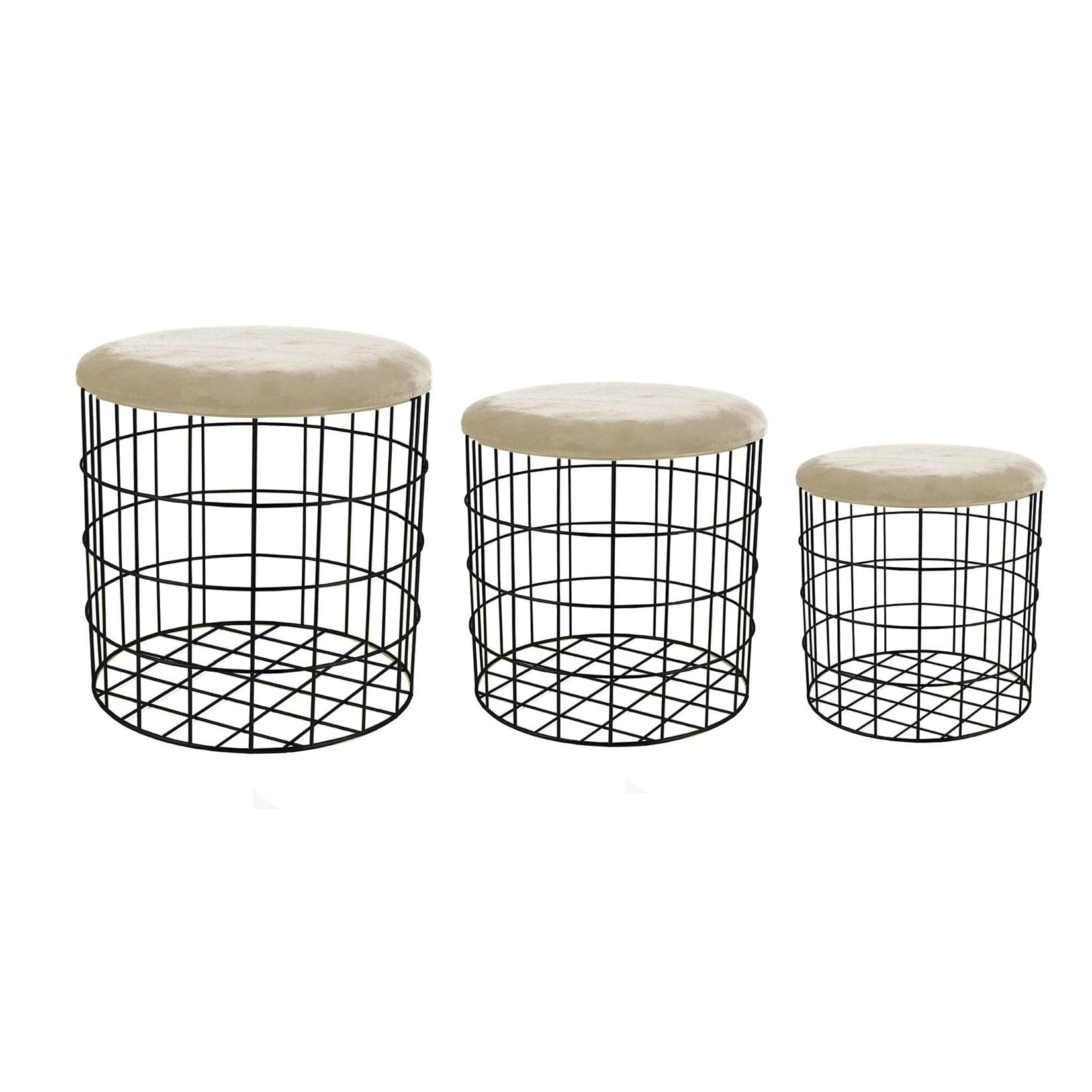 HTI-Living Metall Aufbewahrungskorb Set mit Samtdeckel - 3 Stk.