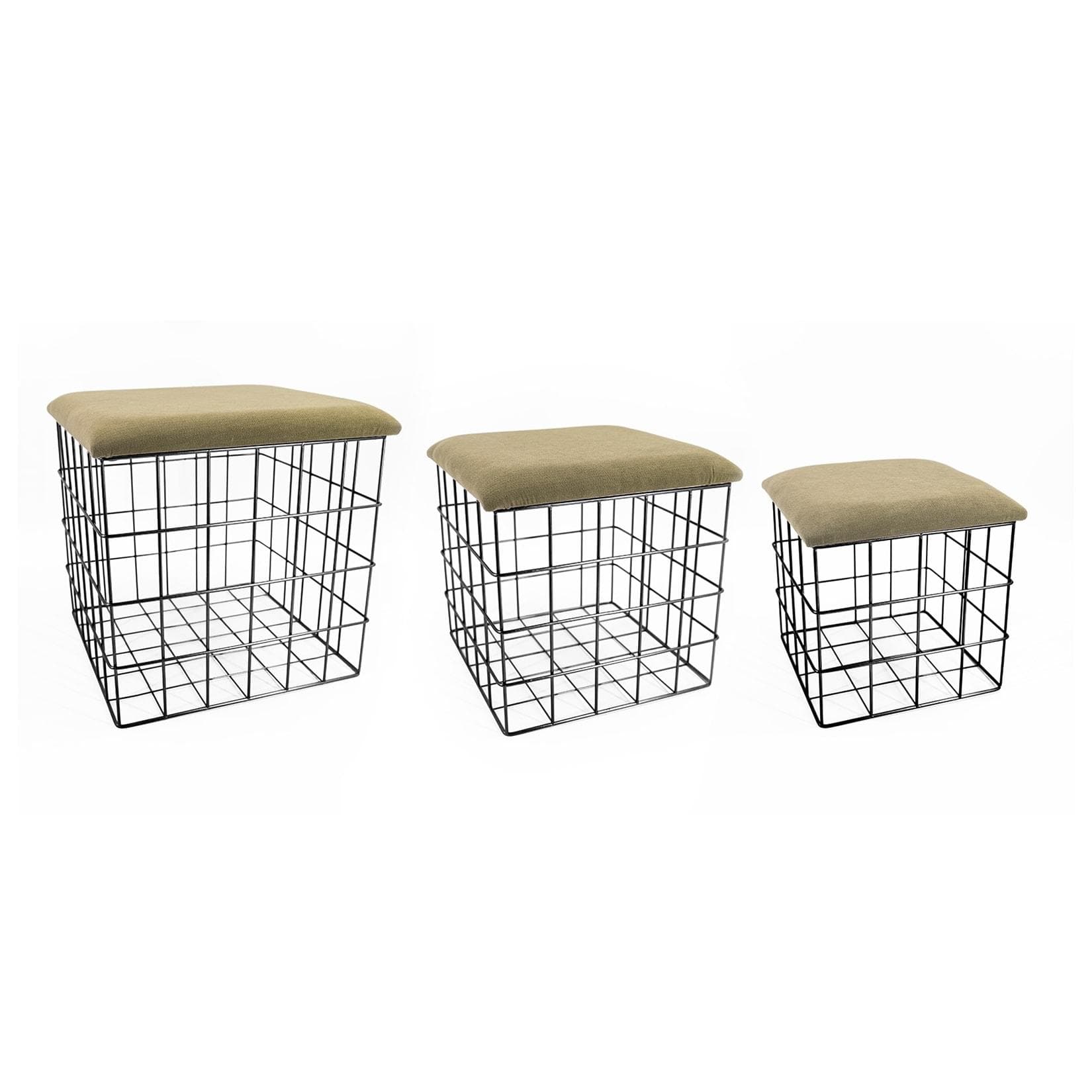 HTI-Living Metall Aufbewahrungsboxen Set mit Samtdeckel - Schwarz und Creme