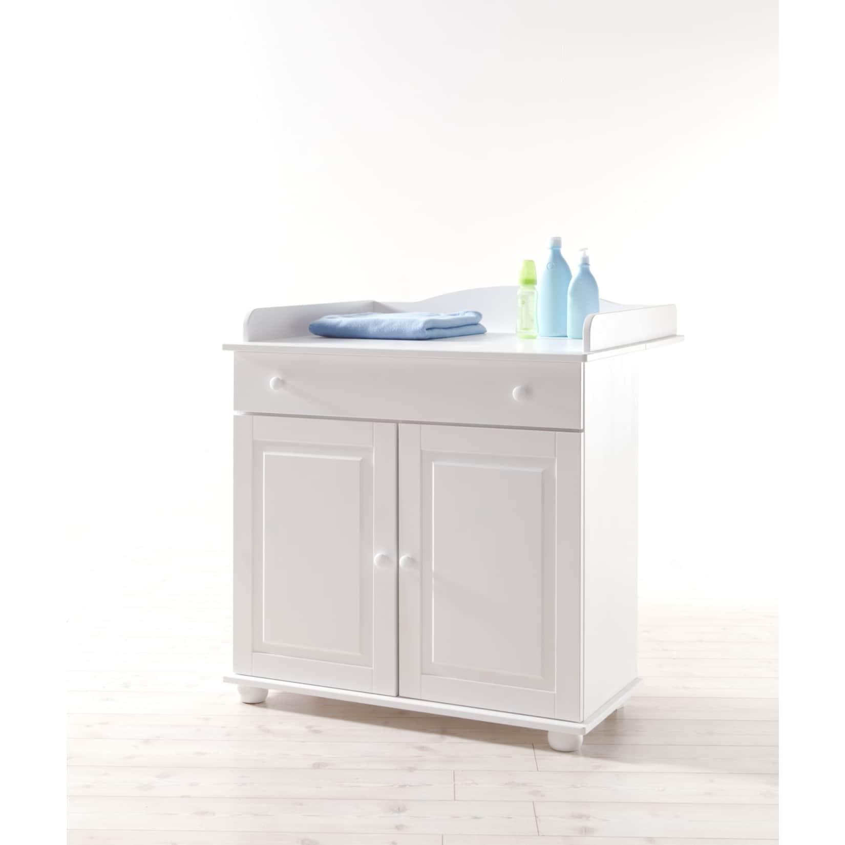 TiCAA Baby Wickelkommode Adam Kiefer Weiß mit Fallschutz