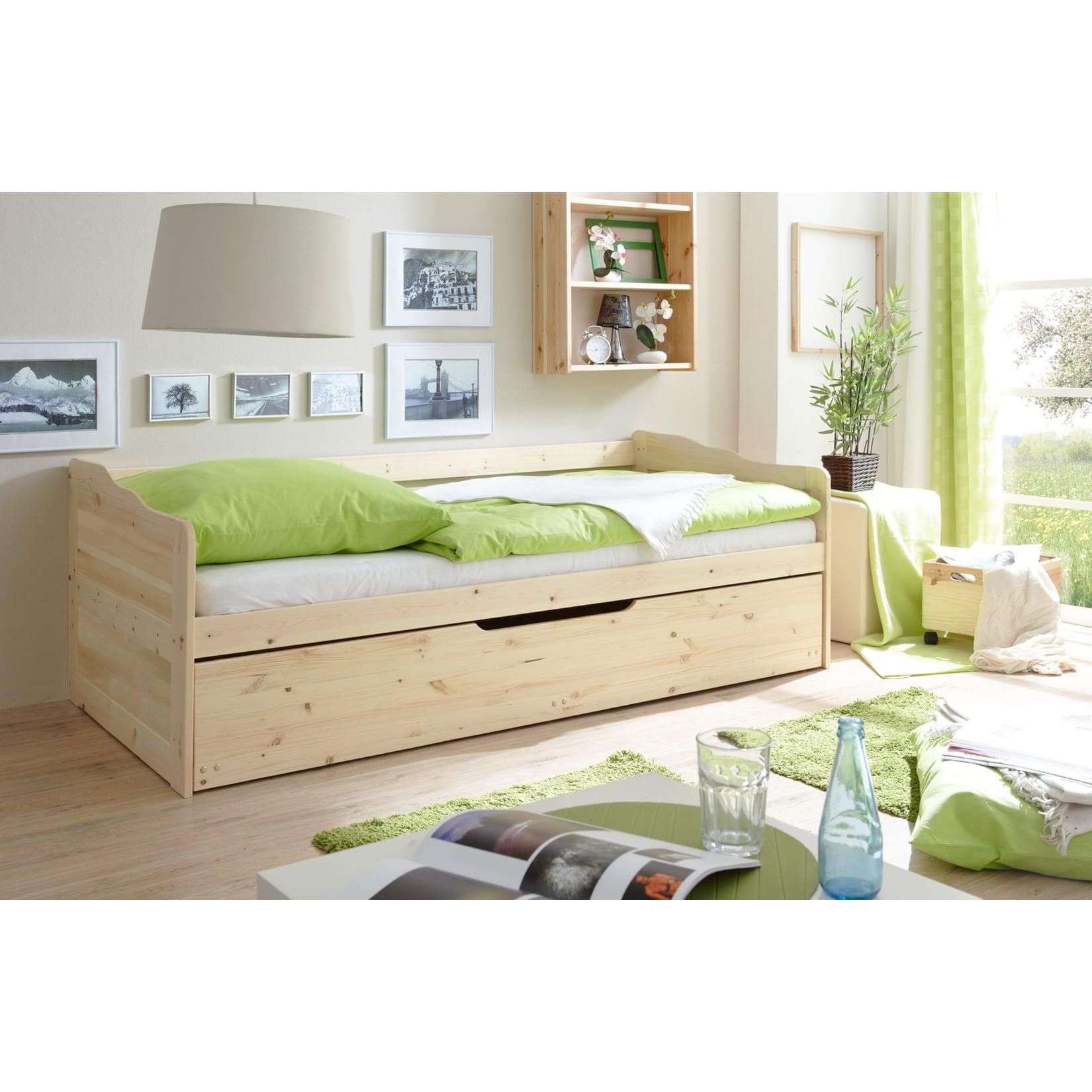 Ticaa Funktionsbett Sofabett Marianne Kiefer Natur mit Auszug