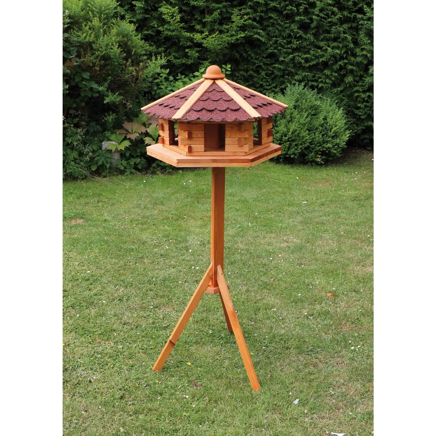 Promadino Vogelhaus "Knusperhäuschen" mit Fußkreuzständer Kiefernholz
