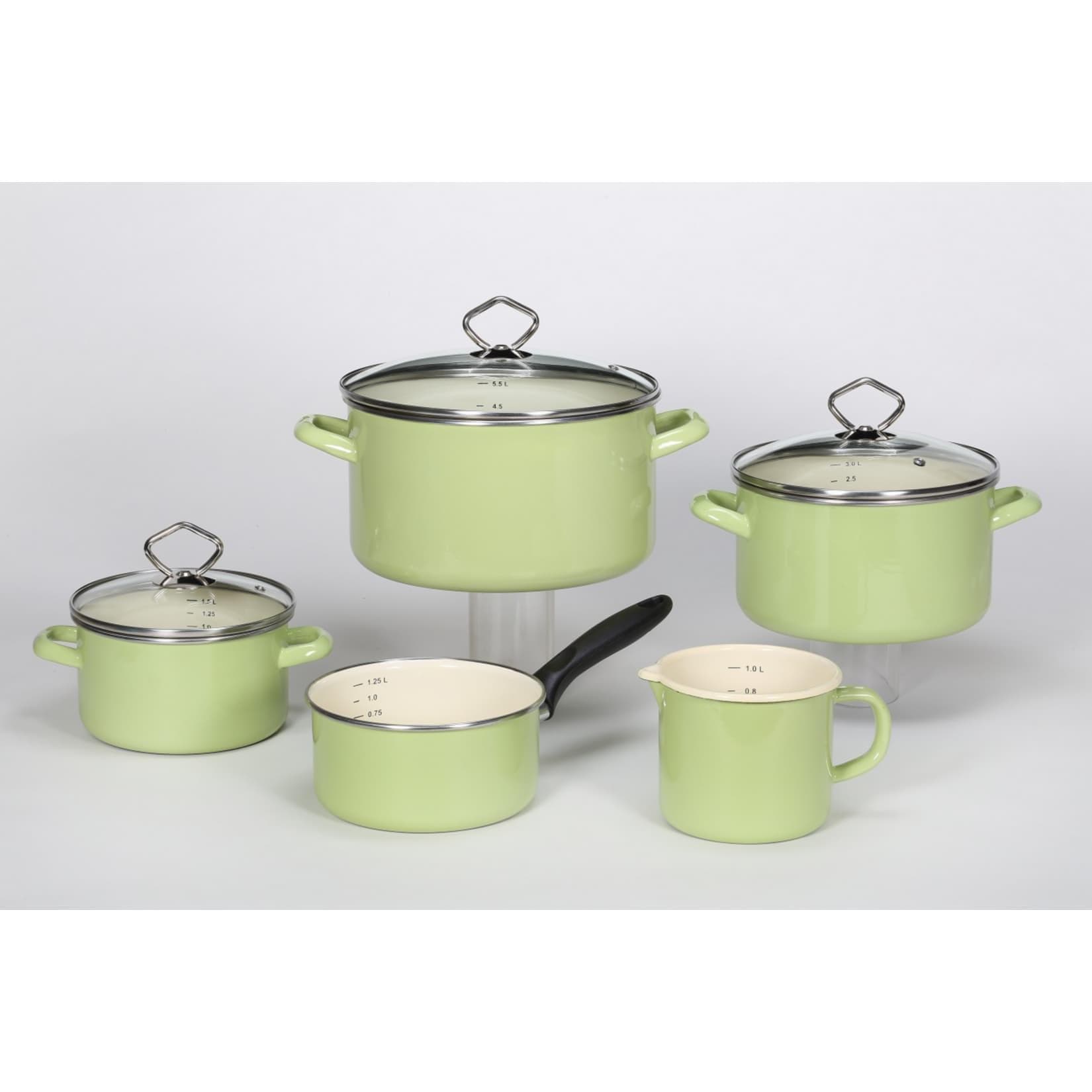 Emaille-Topfset Juist 5-tlg. Pastellgrün