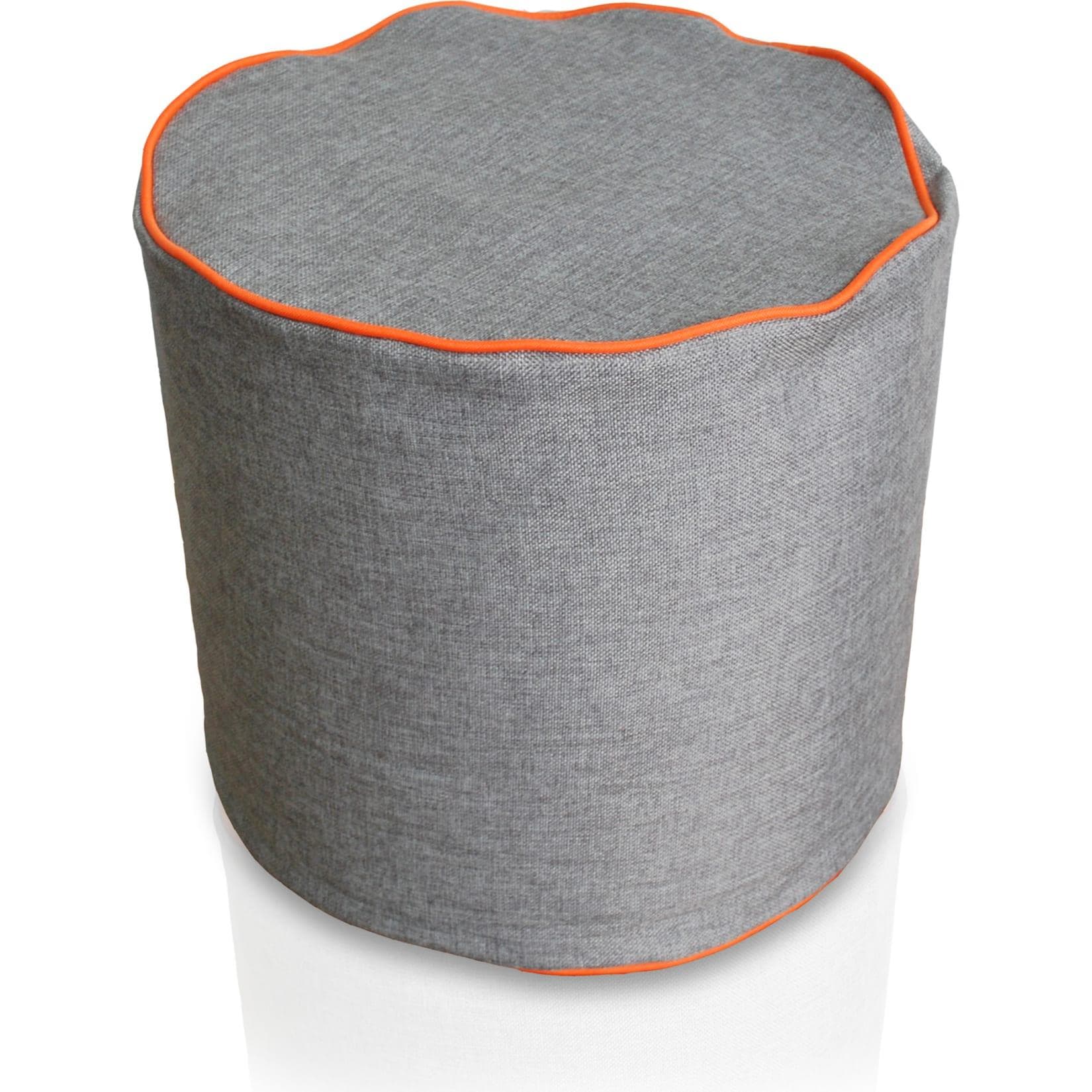 KINZLER Hocker Rund Leinenoptik Neon-Piping