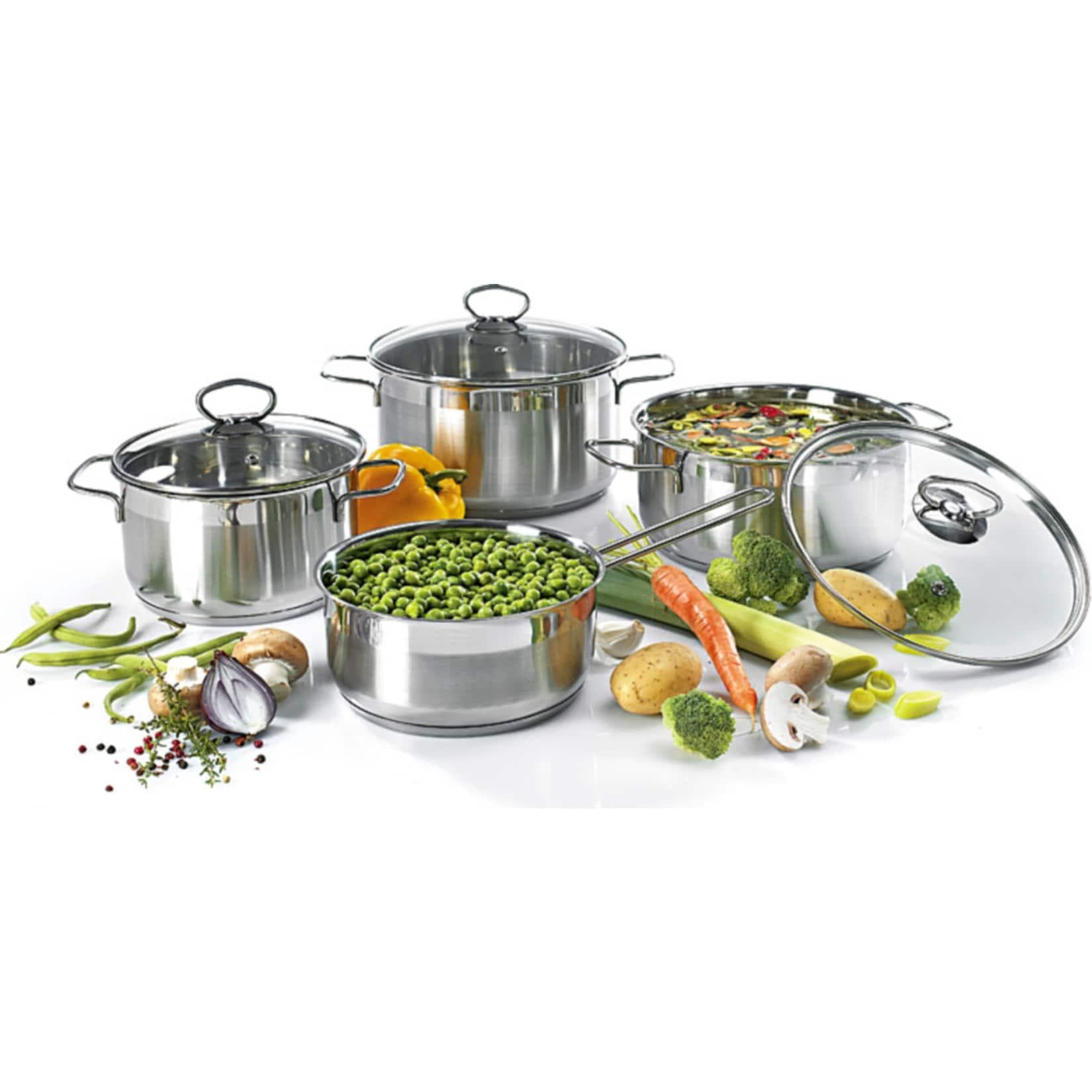 KRÜGER Topf-Set Manhattan 4-tlg. Edelstahl Silber Induktion