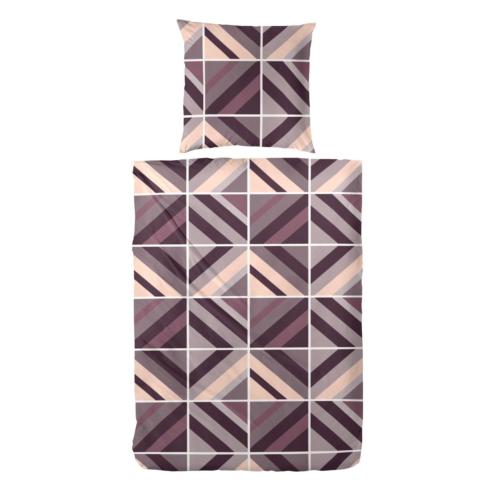 Vario Feinbiber Bettwäsche Grau/Beige/Rot 135x200 cm