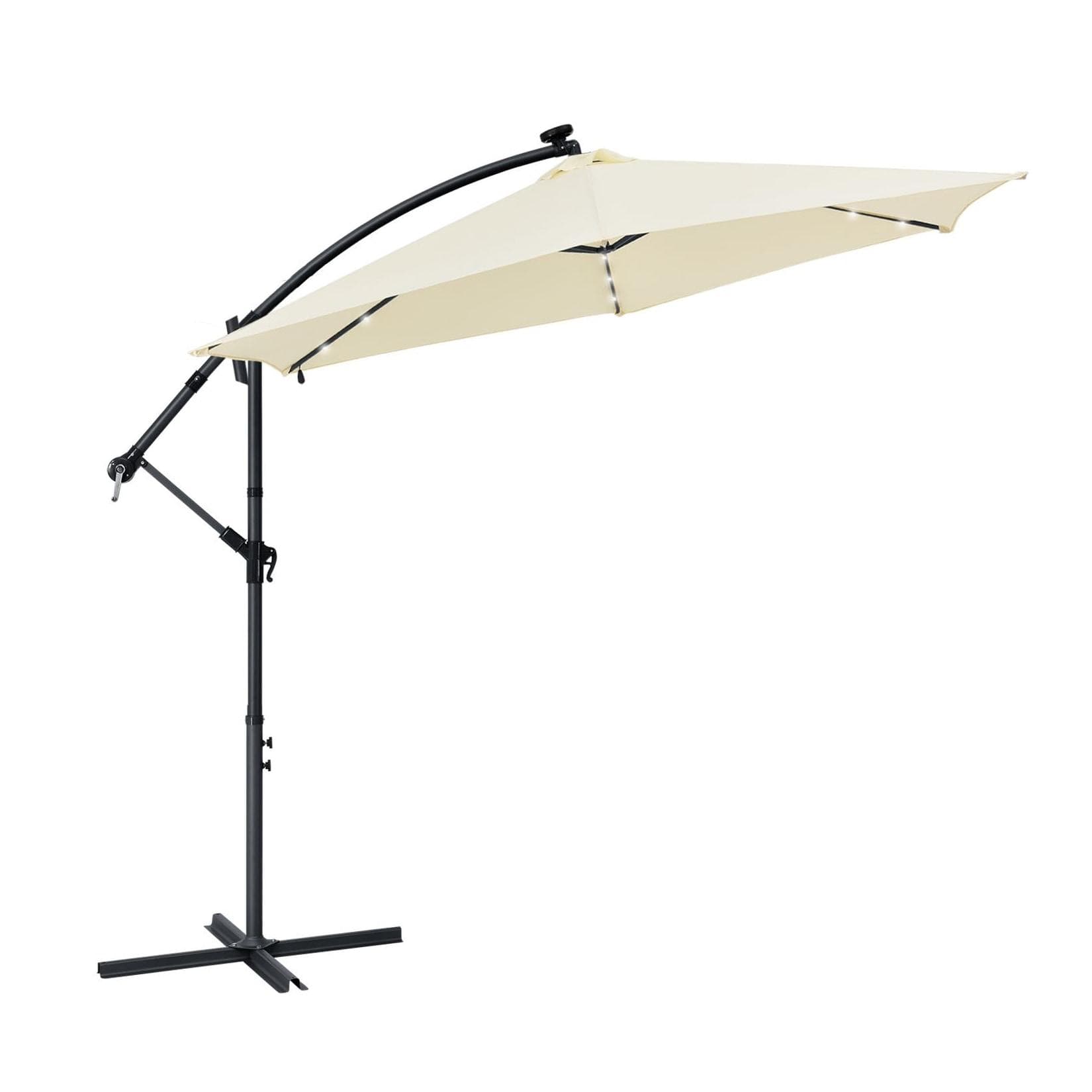 Juskys Ampelschirm Brazil mit LED & Solar Grau/Creme