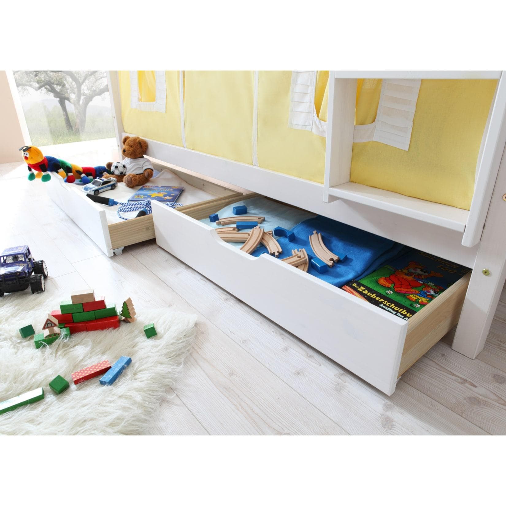 Weißer Bettschubkasten (2er Set) mit Belüftung