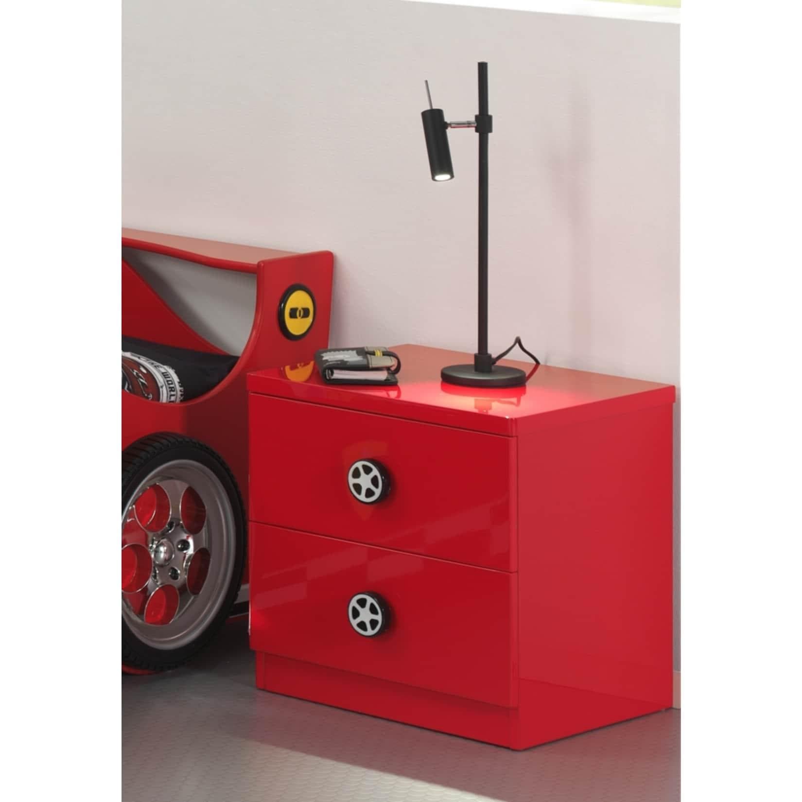 Glänzende Nachtkonsole mit 2 Schubladen