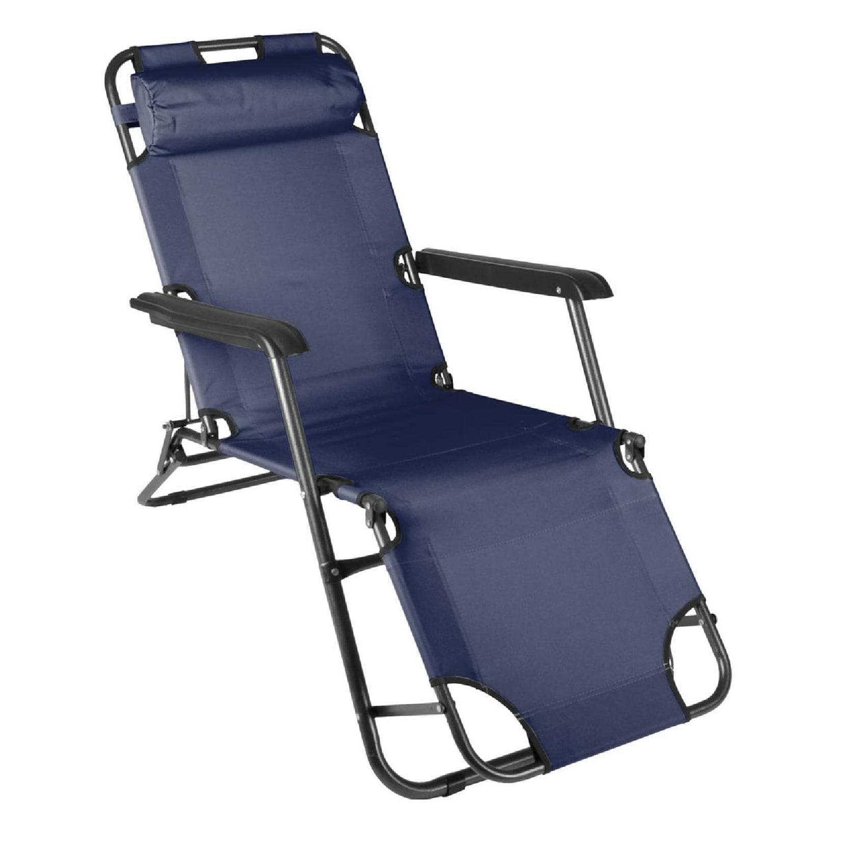 VCM Gartenliege Klappstuhl mit Kopfkissen - Polyester, Stahl