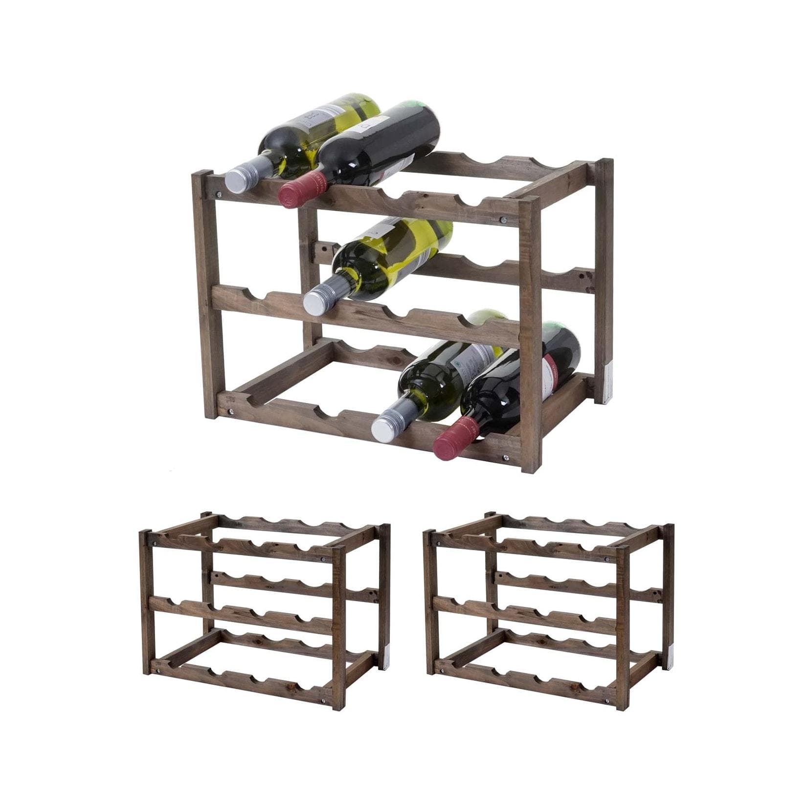 Weinregal MCW-B58 Tanne 3 Böden Weinständer 3 Stück