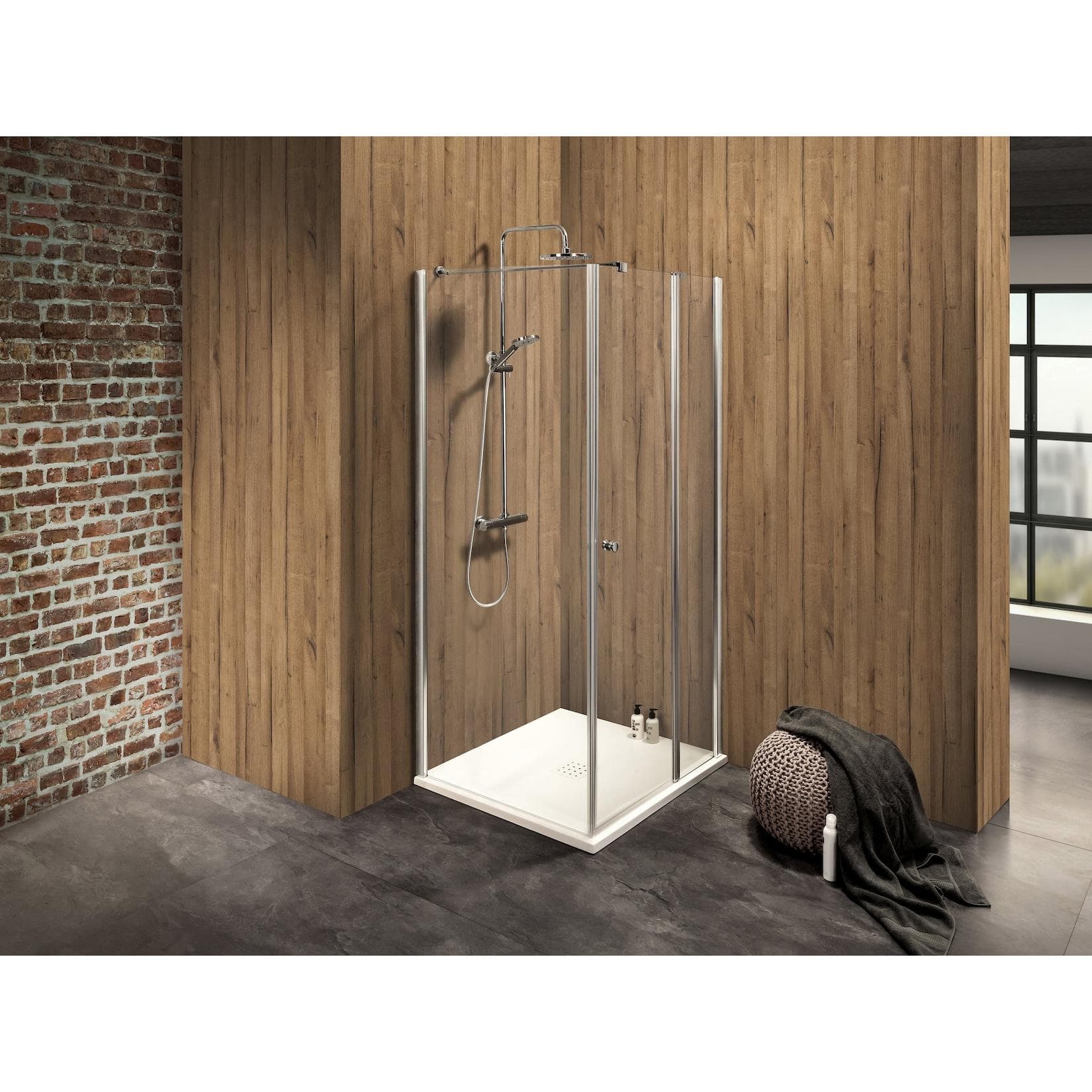 Duschkabine Dusbad Vital 2 Drehtür mit Festteil und Duschwand