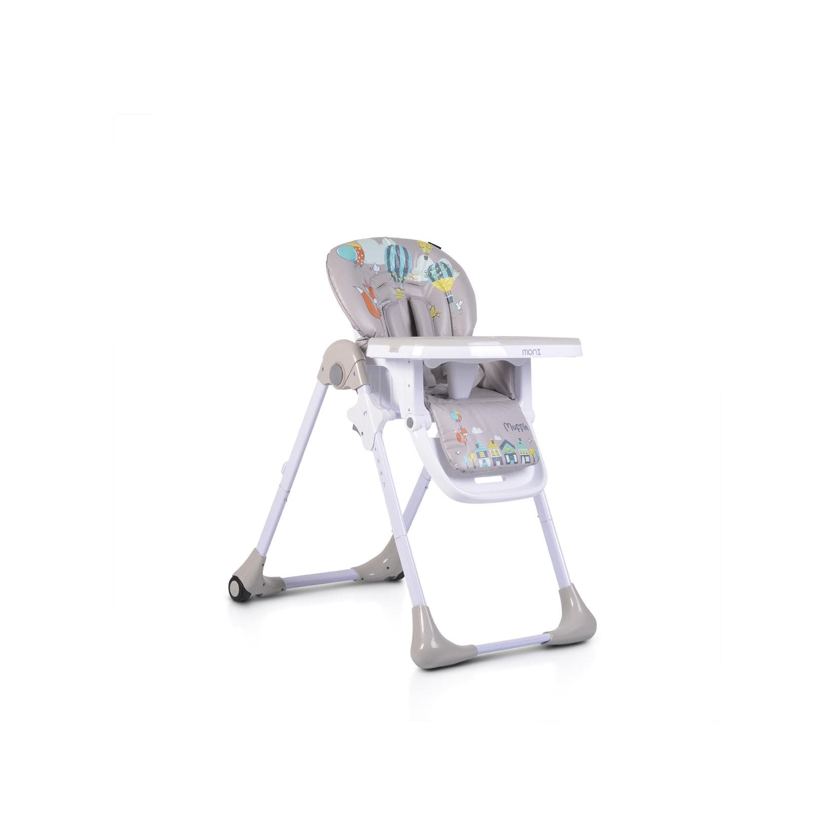 Moni Hochstuhl Muffin Grau Klappbar mit verstellbarer Rückenlehne