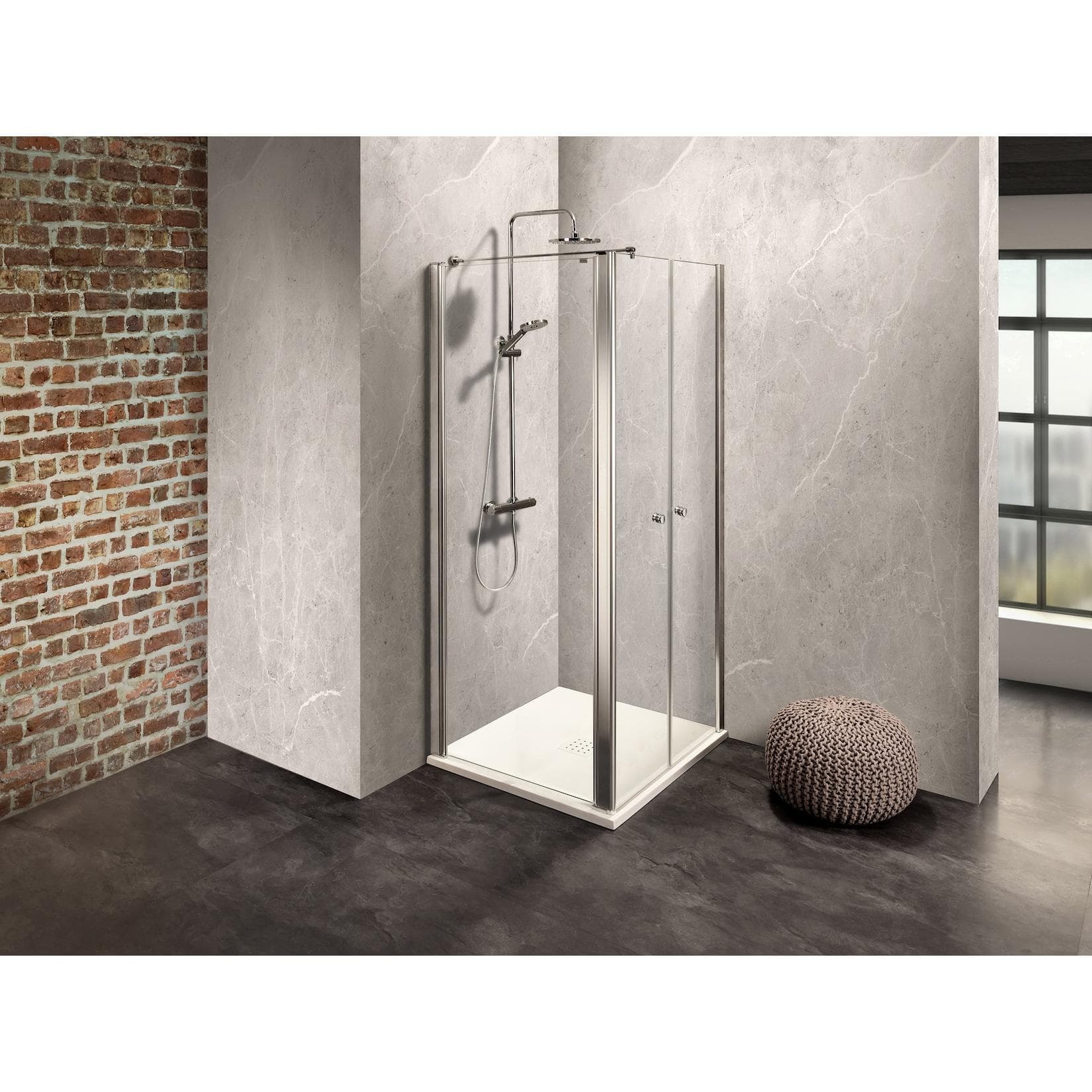 Dusbad Duschkabine Vital 2 zweiteilige Pendeltür rechts und Seitenwand links 750mm rechts 800mm
