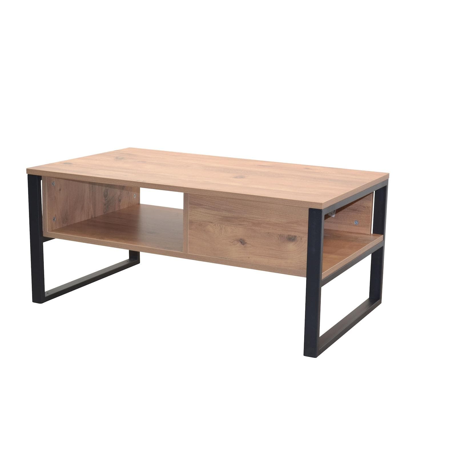 Moebel-Direkt-Online Couchtisch Heike V Metall Schwarz Holzwerkstoff Eiche