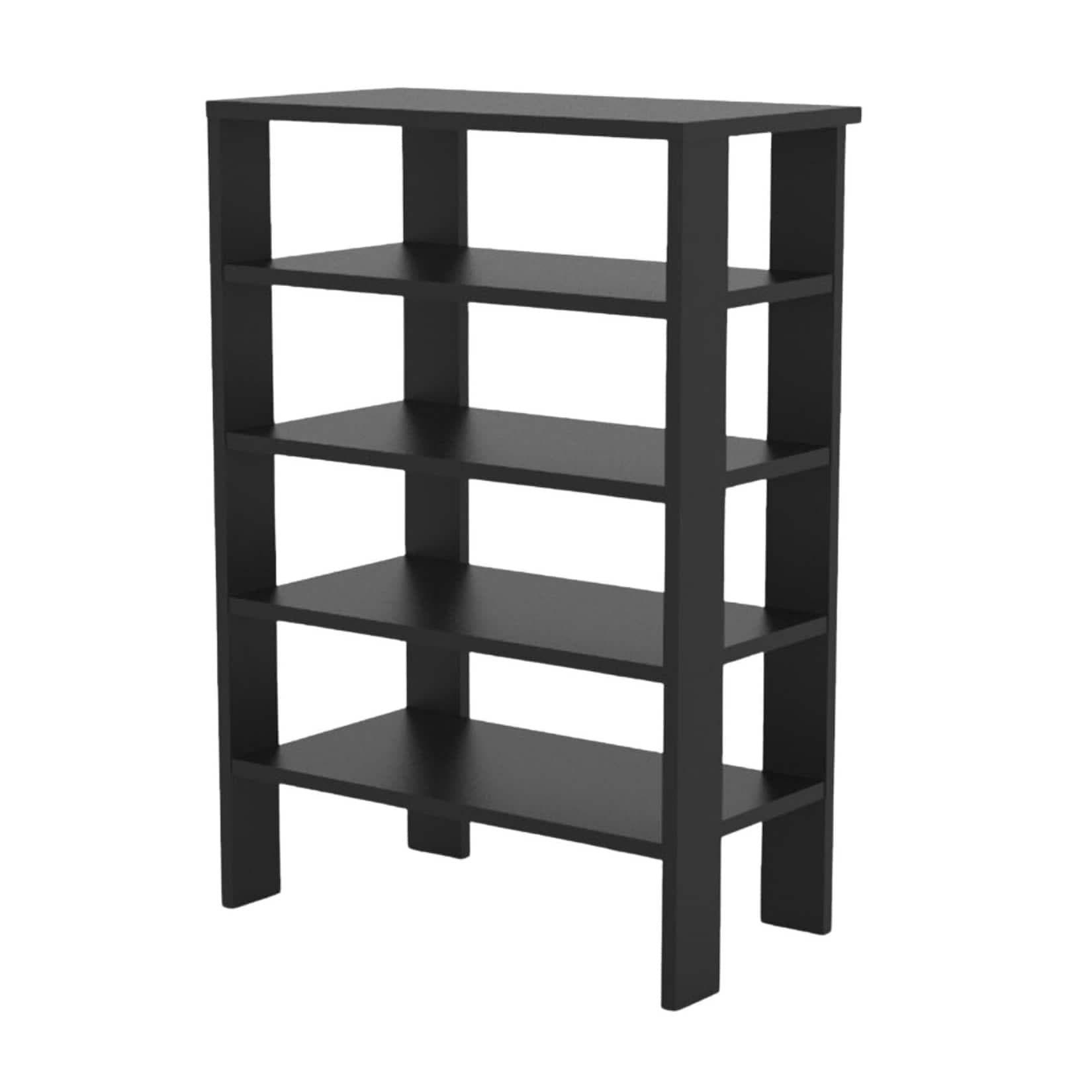 Schwarzes Schuhregal mit 5 Ablagen