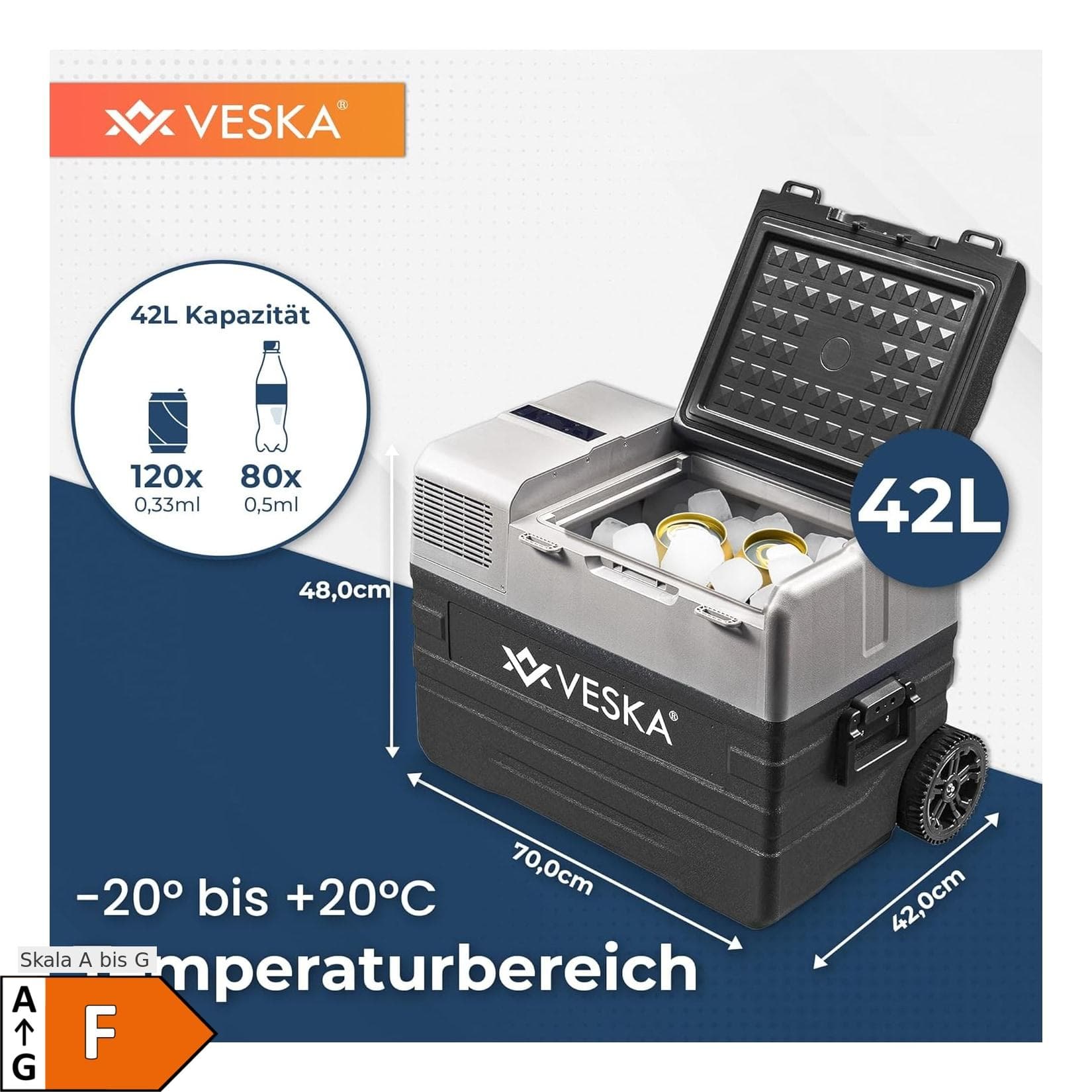 Kühlbox Gefriertruhe Anthrazit Outdoor