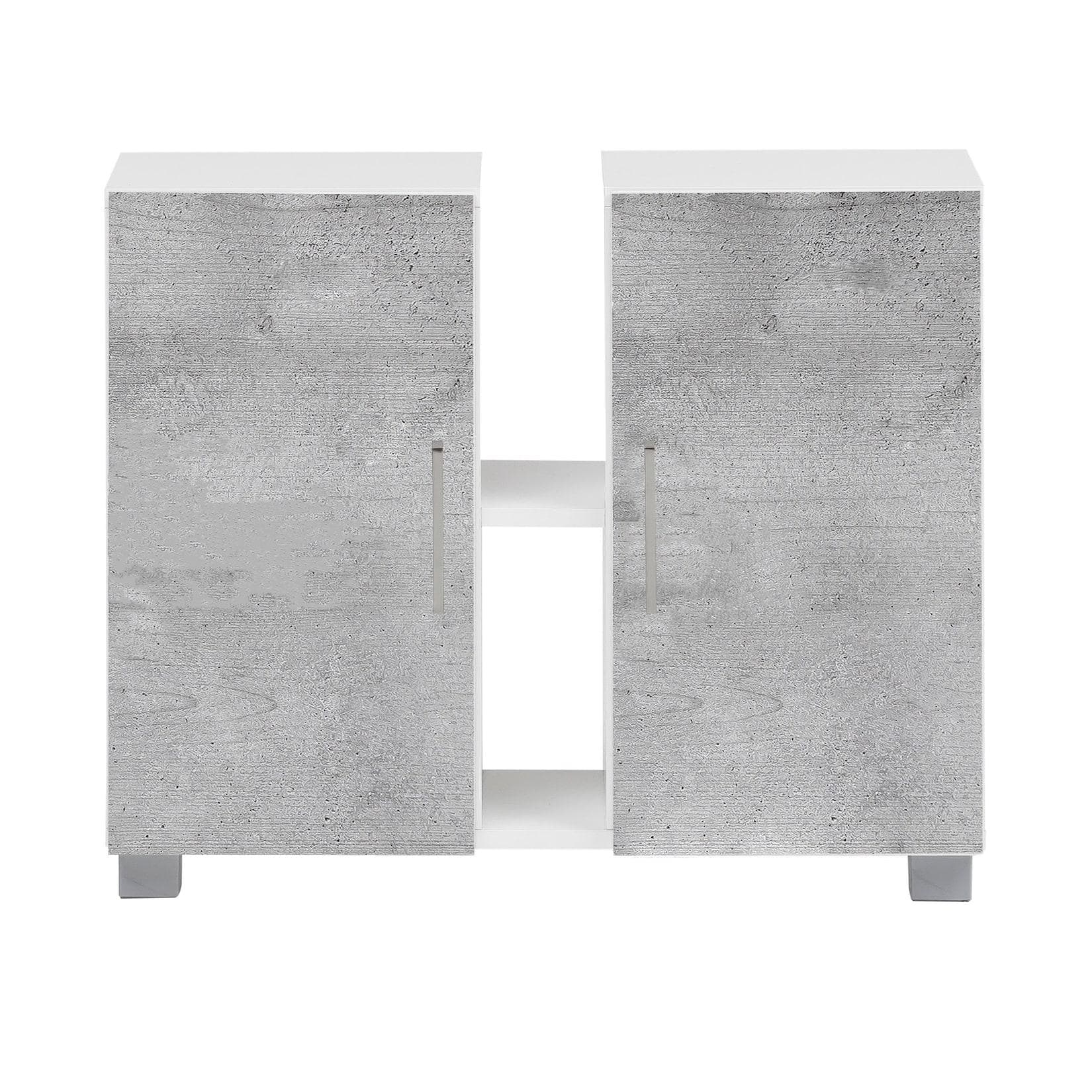 Schildmeyer Badmöbel Waschbeckenunterschrank Grau 2 Schranktüren Metallgriffe