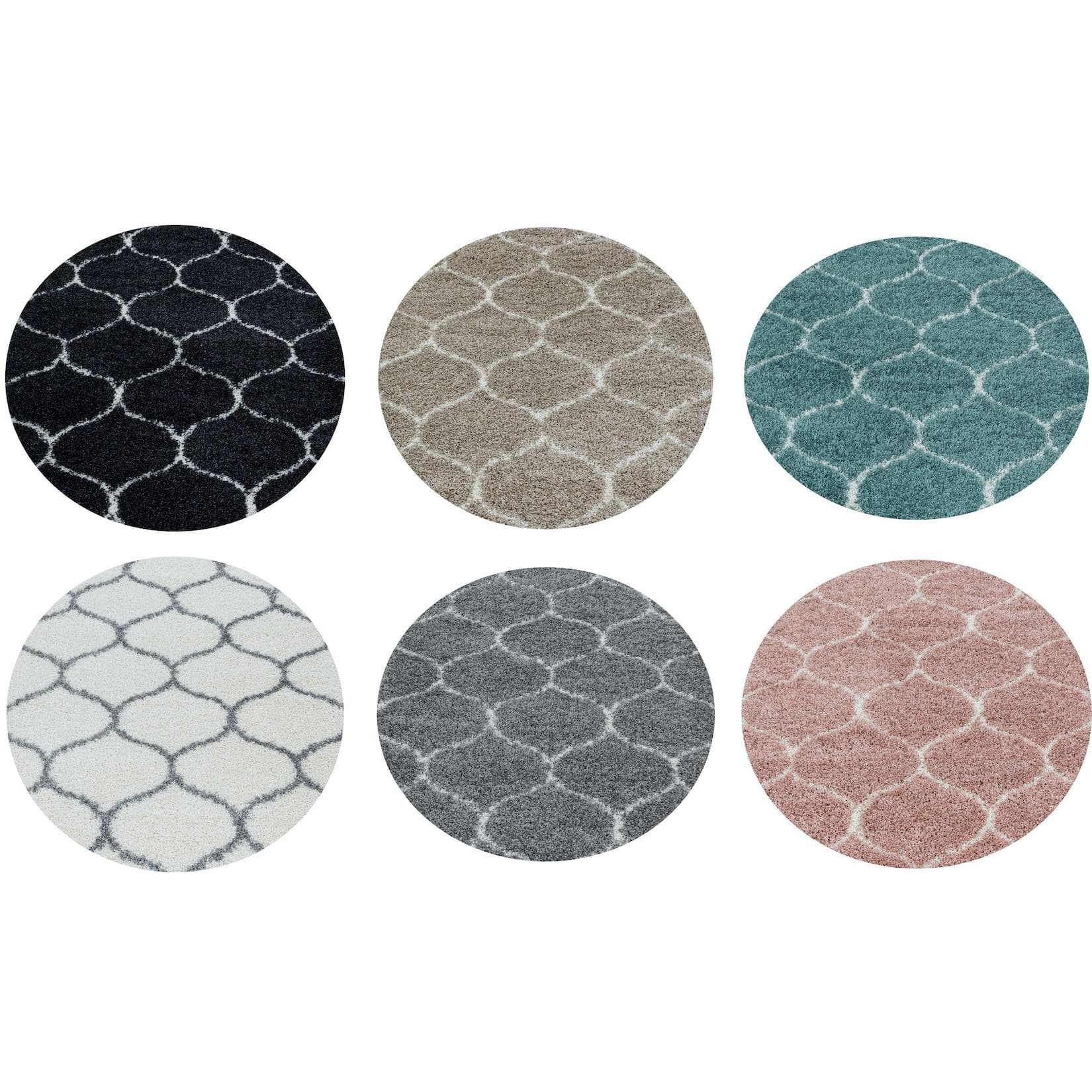 Ayyildiz Runder Hochflor-Teppich Skandinavisch Modern Pflegeleicht