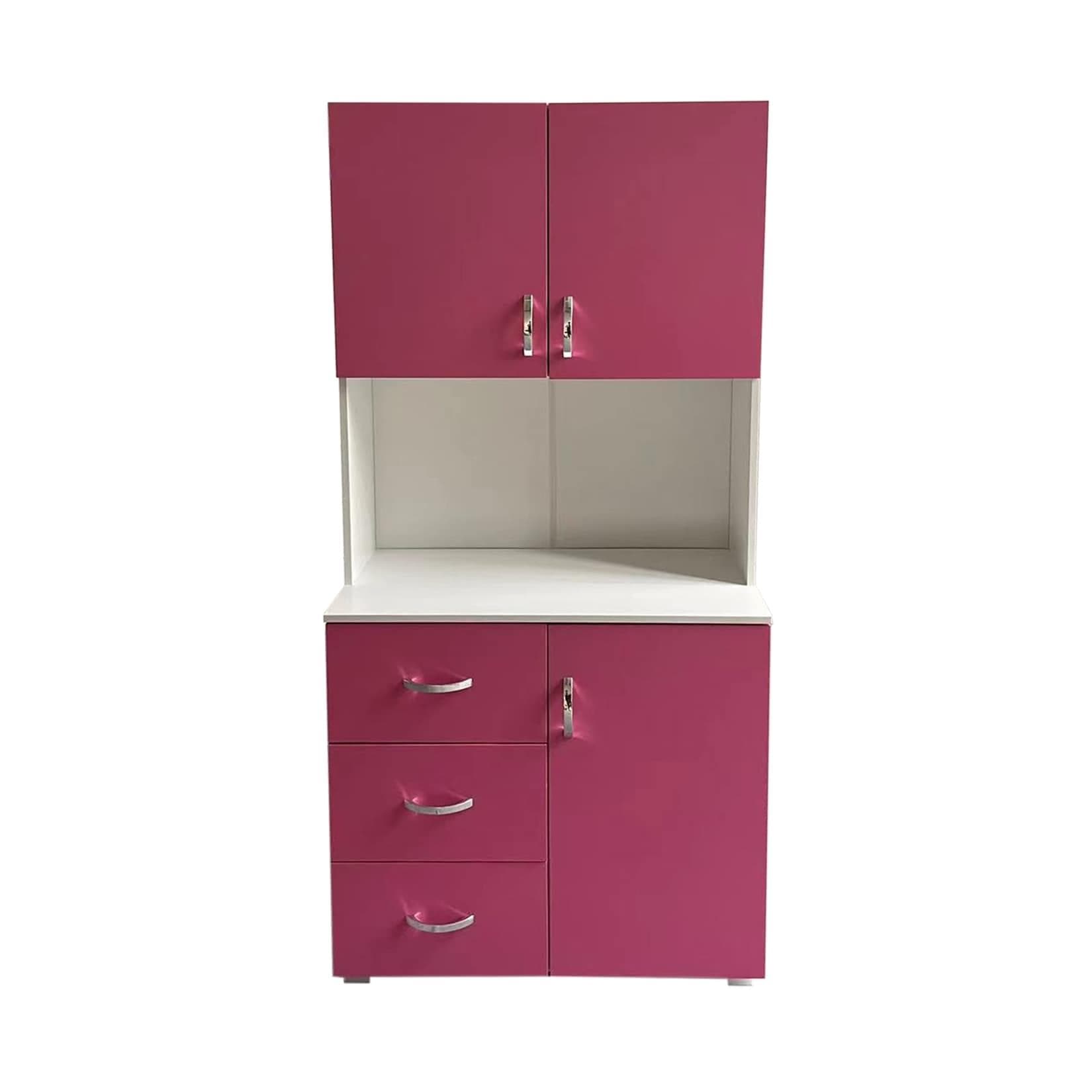 Kinderkleiderschrank mit Büchernregal - Rosa Weiß