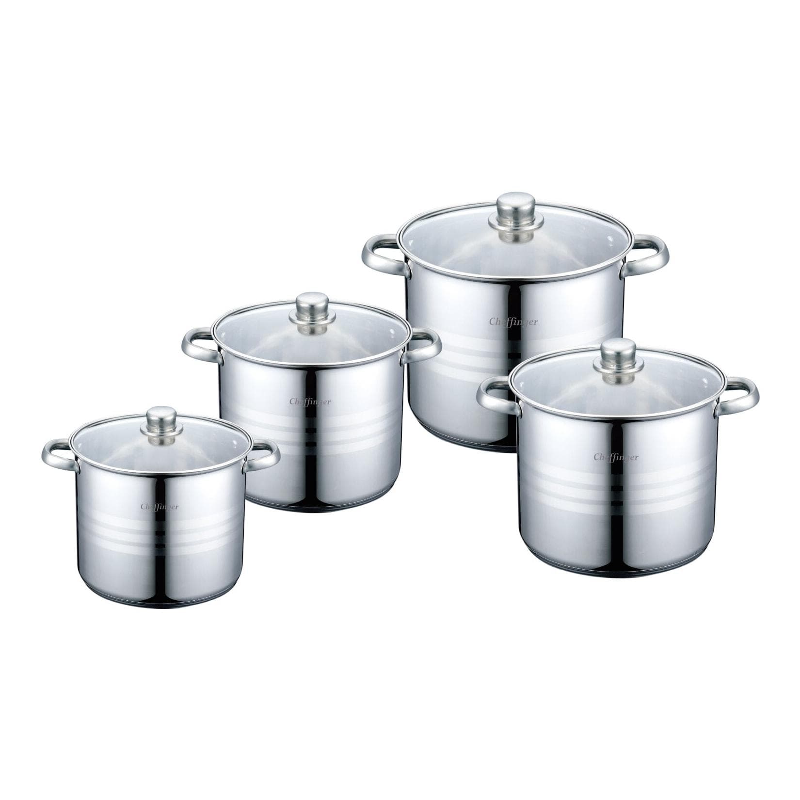 8-tlg. Edelstahl Kochgeschirr Set Induktion 16-22cm Silber