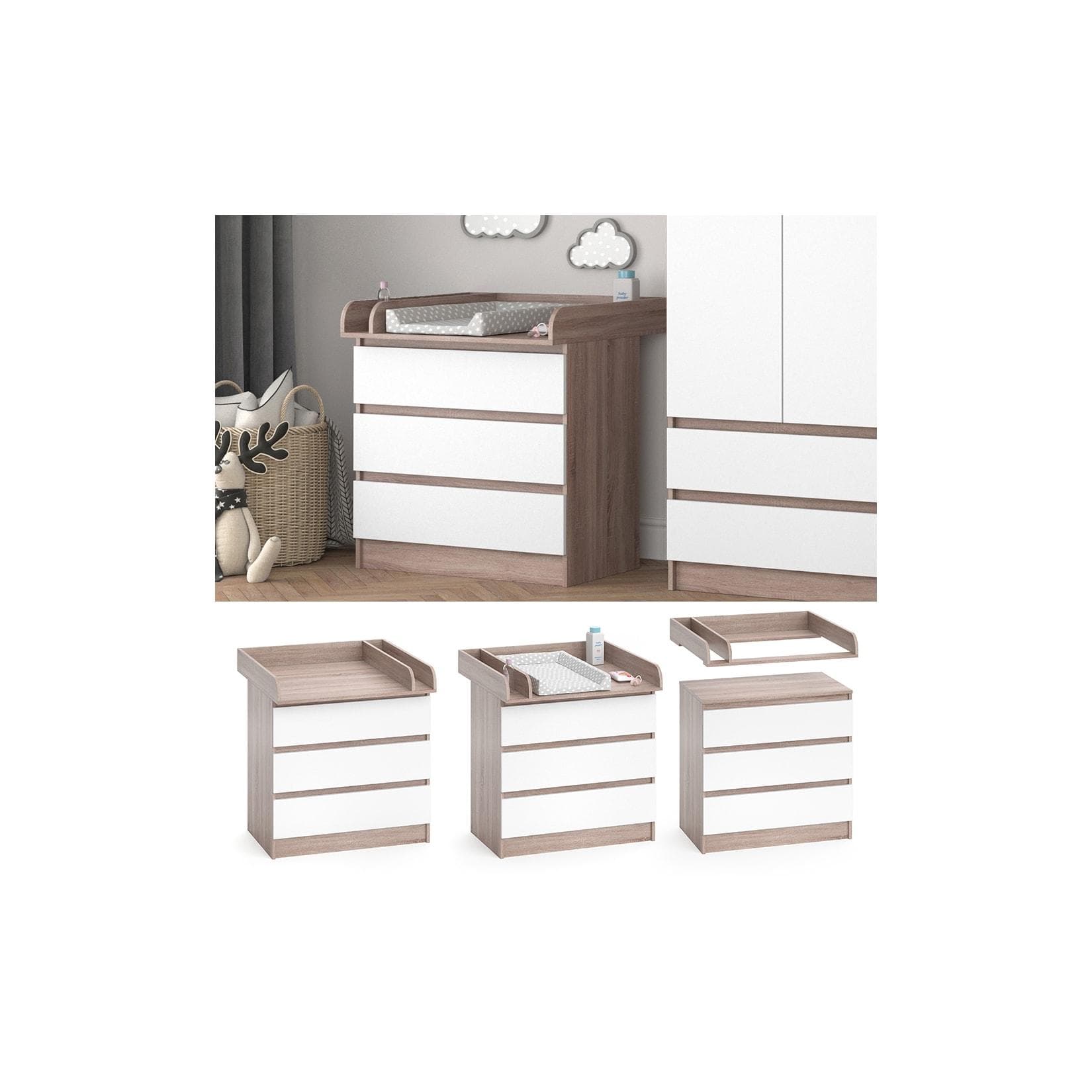 Wickelkommode Weiß/Sonoma - Modernes Design
