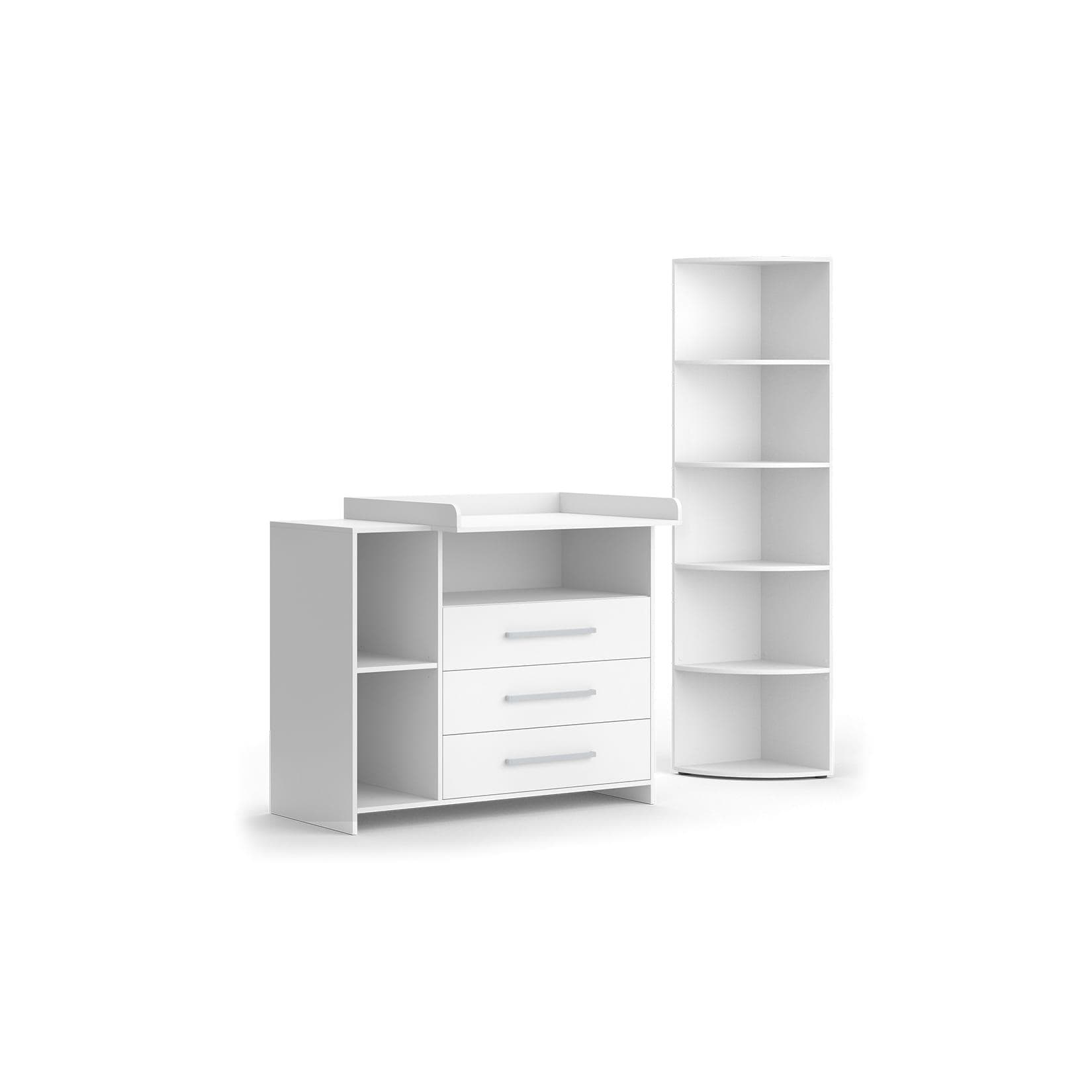 Wickelkommode & Spielzeugregal Set - Weiß