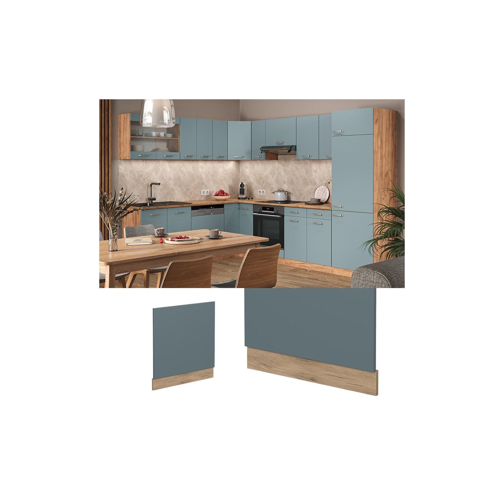 Frontblende R-Line in Blau-Grau/Goldkraft Eiche