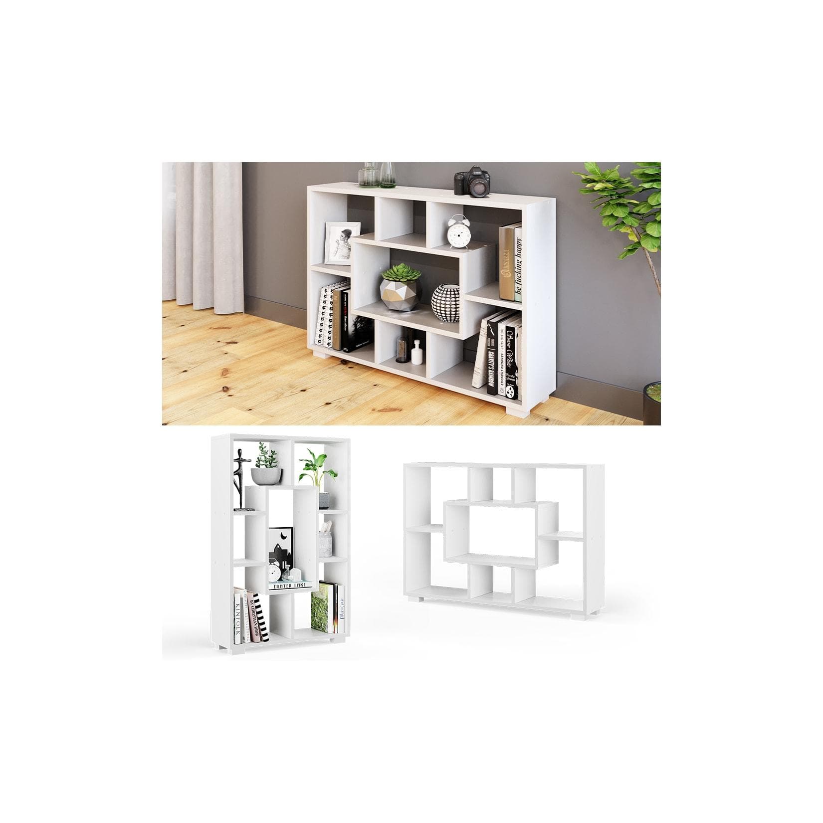 Raumteiler mit 7 Fächern in Weiß