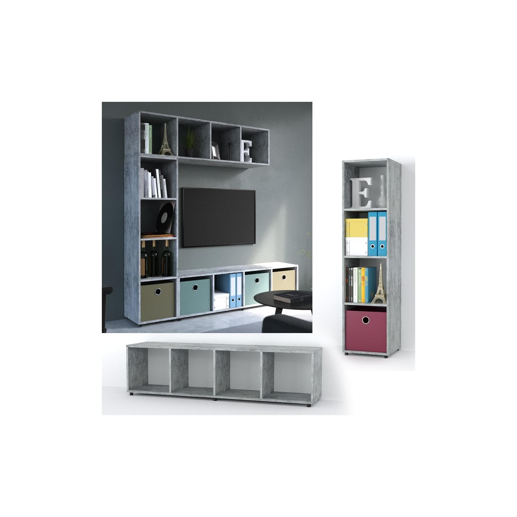 Vicco Raumteiler Ludus - Drehbarer Betonregal mit Stauraum