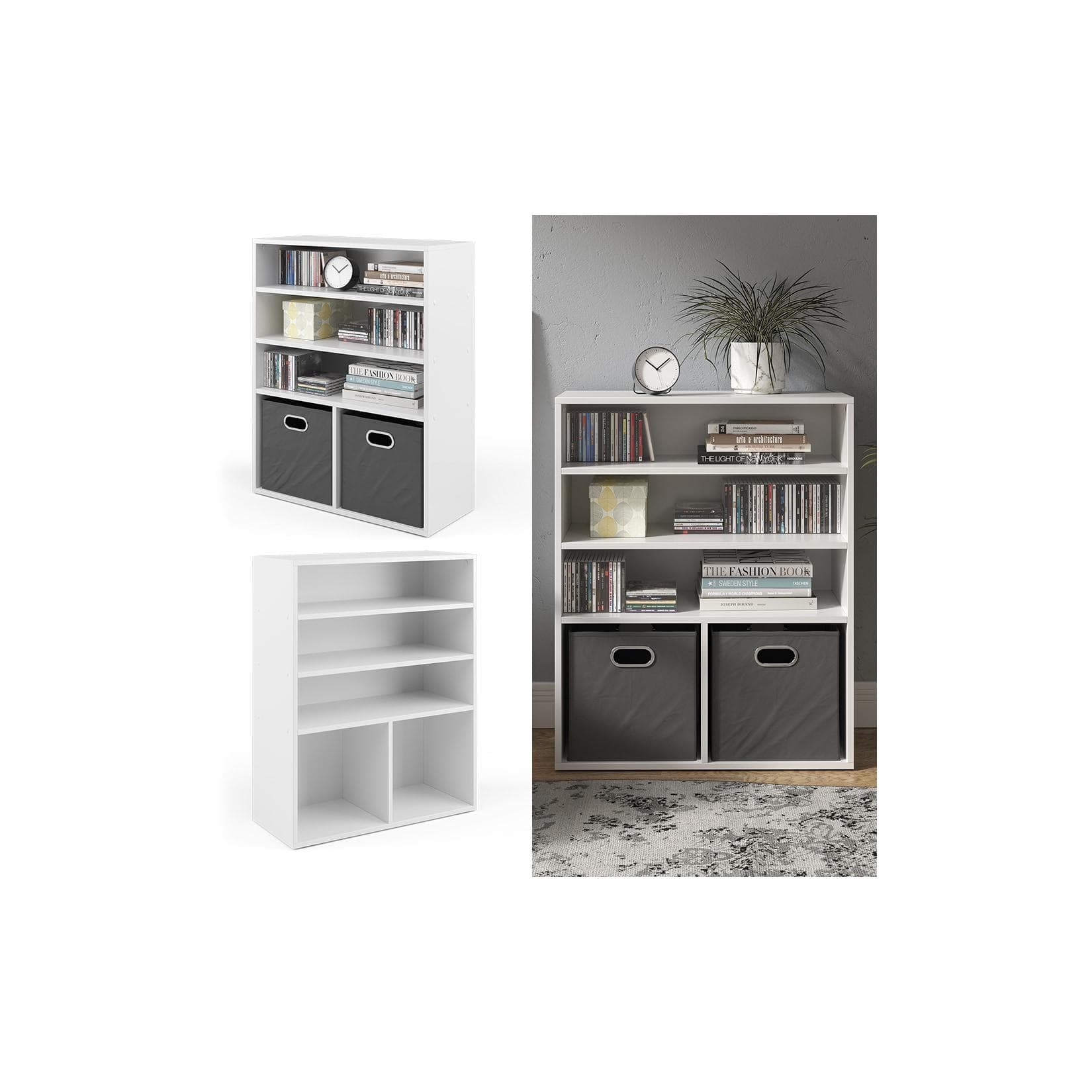 Vicco Bücherregal Weiß - Multifunktionales Bücherschrank für Büro & Wohnzimmer