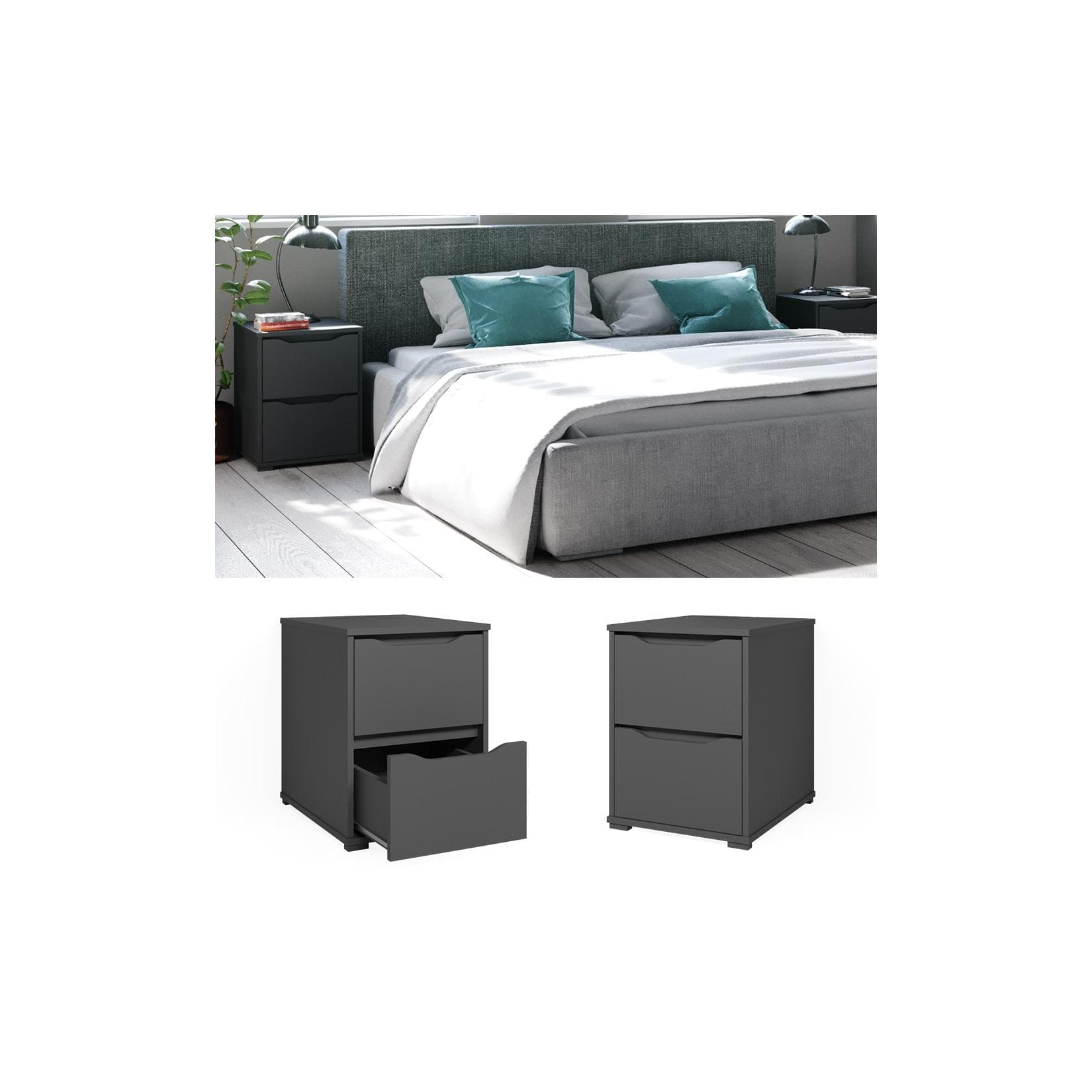 Anthrazitfarbene Nachtkommode - Stilvolles Design