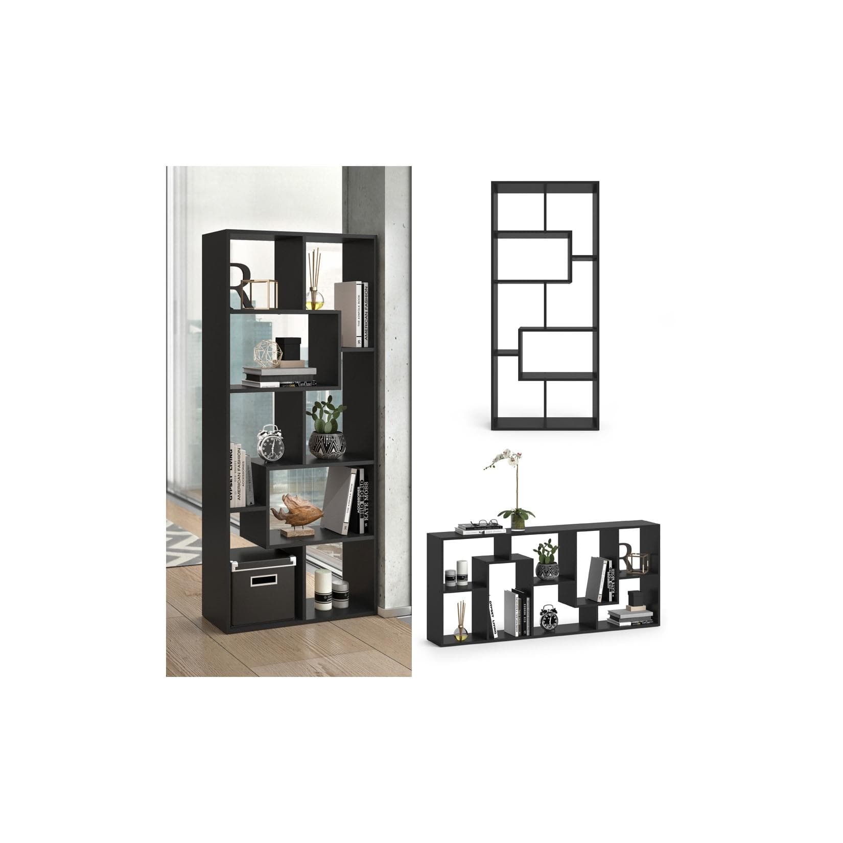 Vicco Raumteiler Noa Schwarz - Modernes Zickzack Design