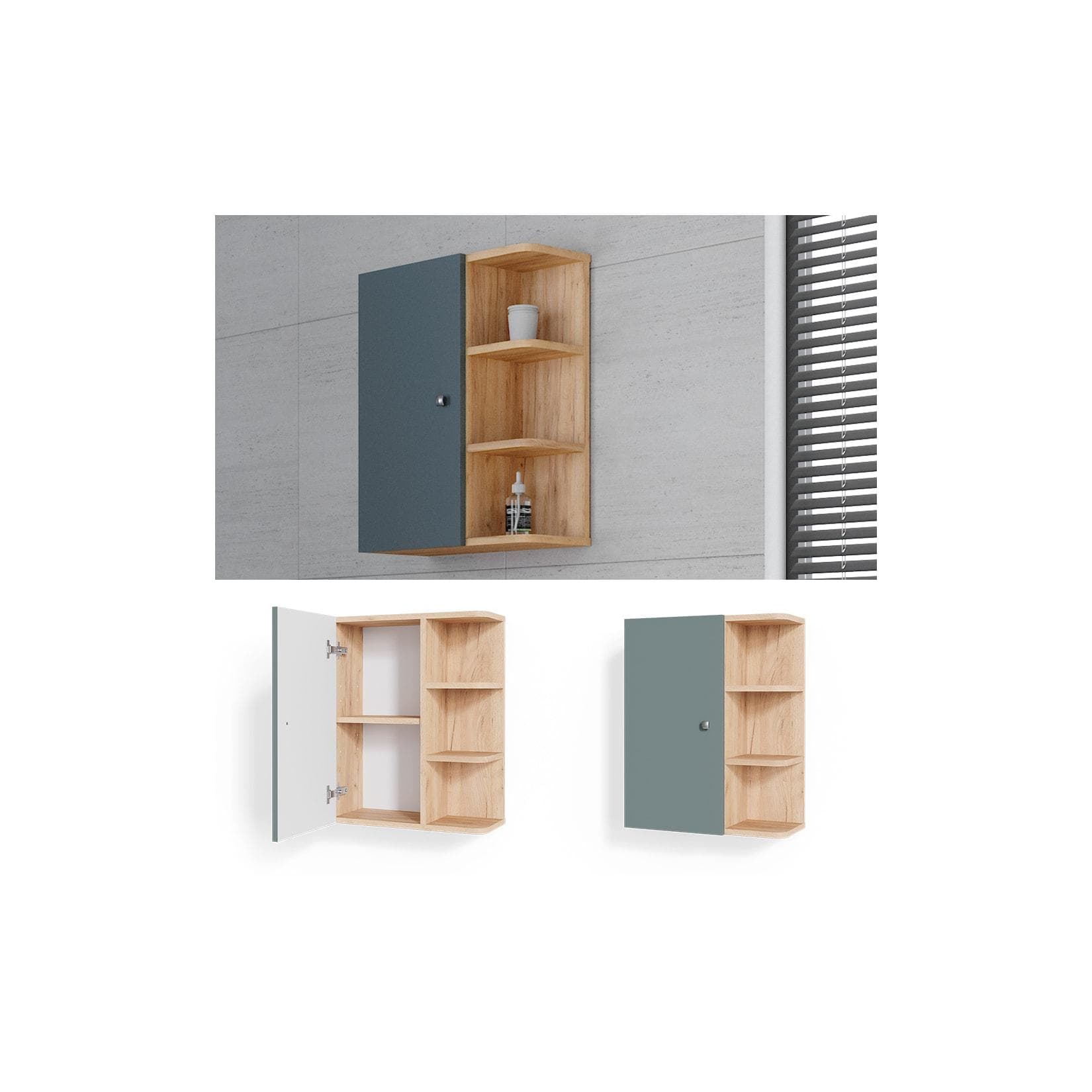 Hängeschrank in Grün/Goldkraft Eiche