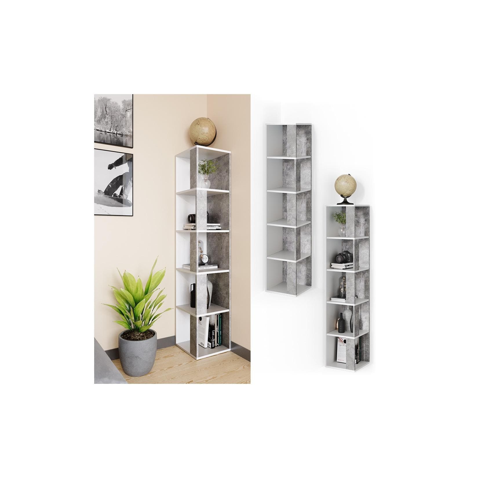 Weißes Beton-Eckregal