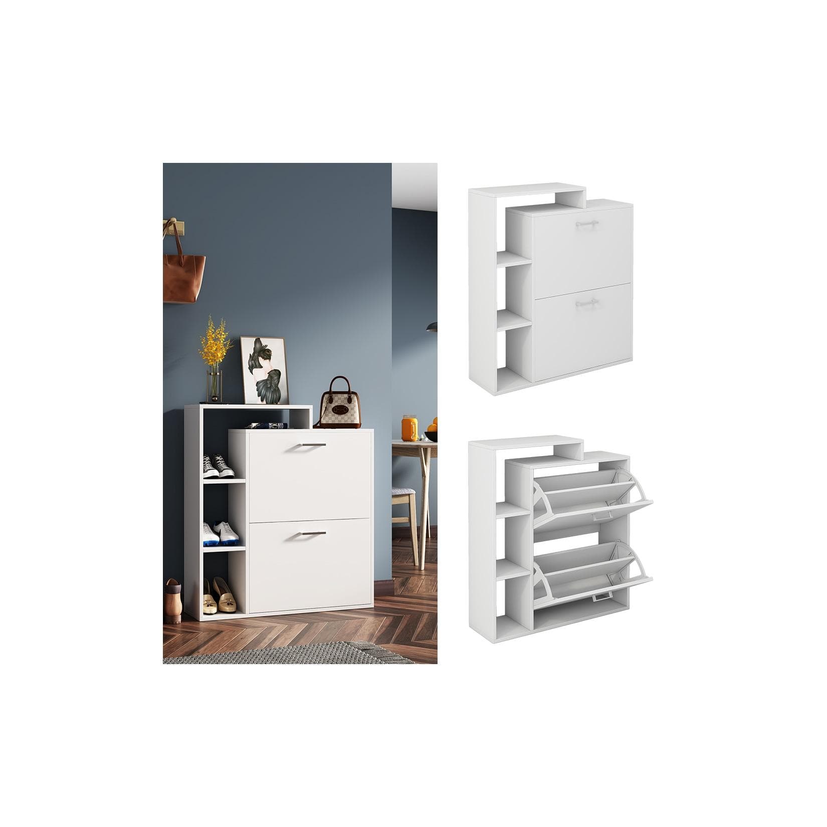 Schuhkipper Weiß mit Kippfächern